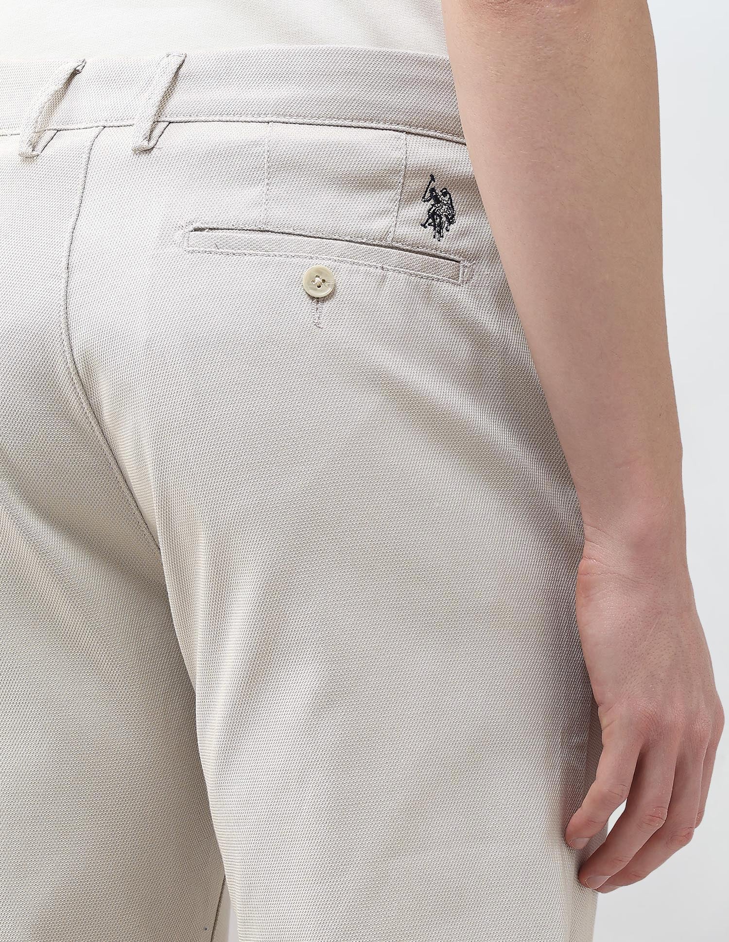 Riley Straight Fit Satin Trousers Stone - U.S. Polo Assn. India | Large