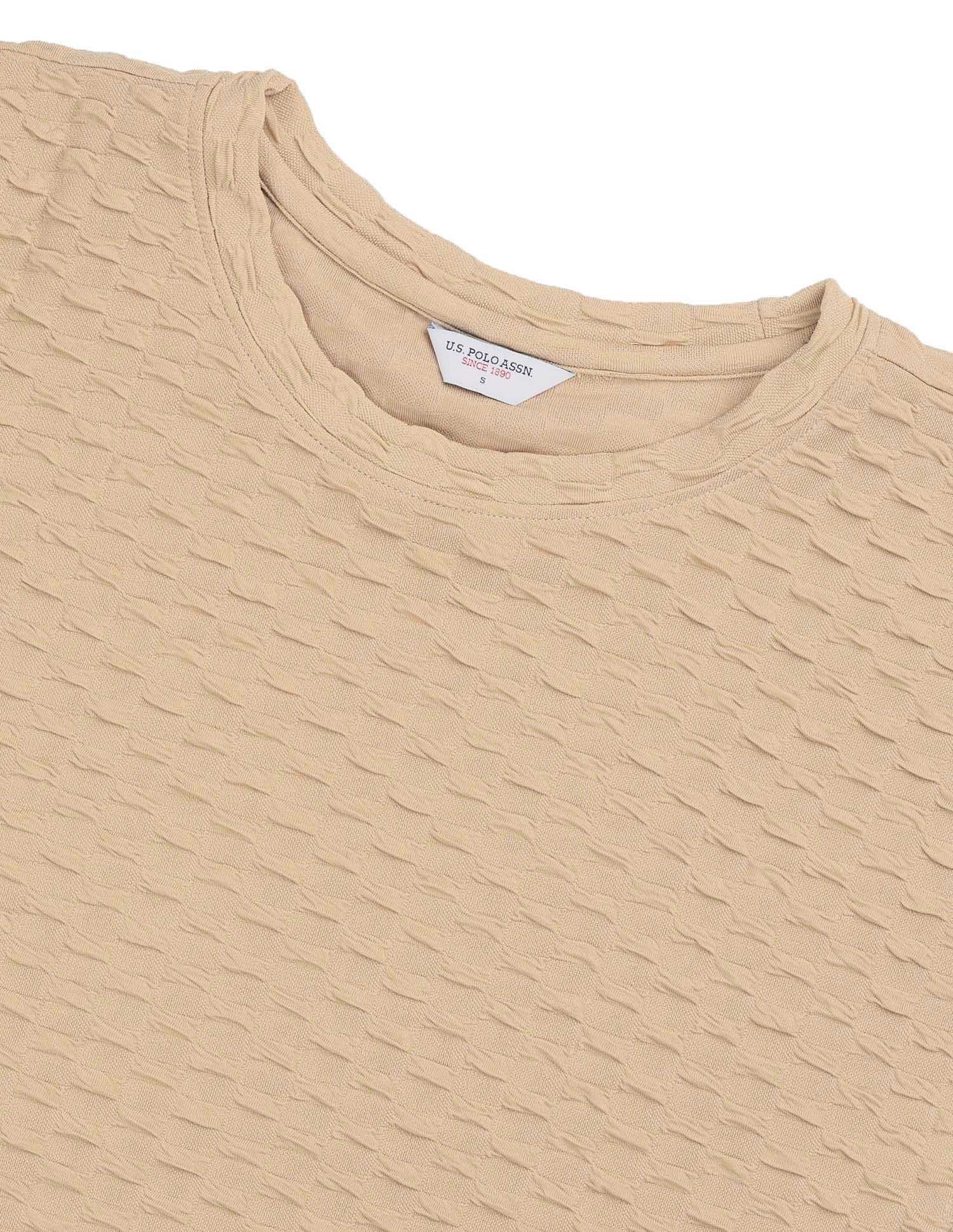 Textured Midi Shift Dress Beige - U.S. Polo Assn. India | Large