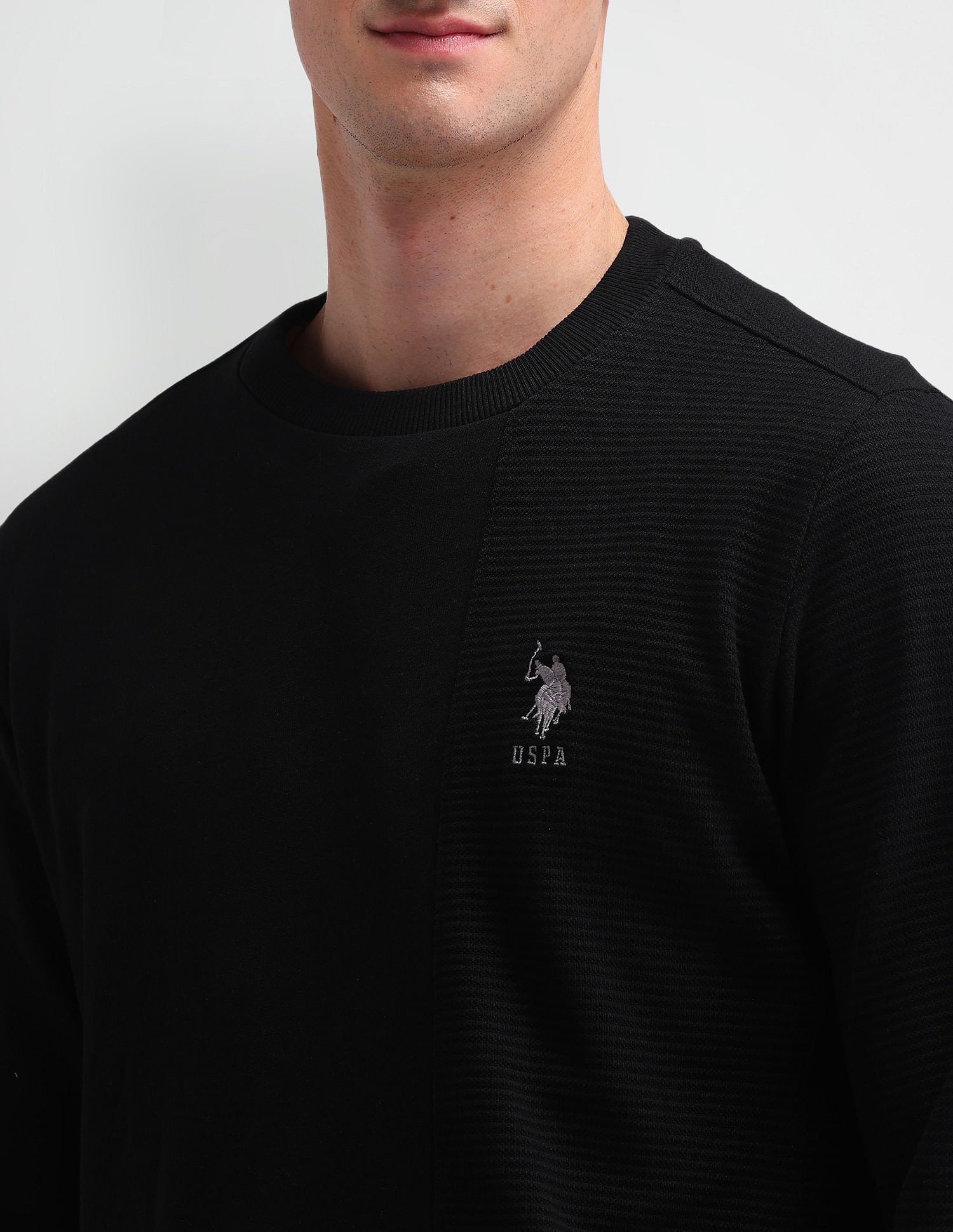 Solid Regular Fit Sweatshirt Black - U.S. Polo Assn. India | Large