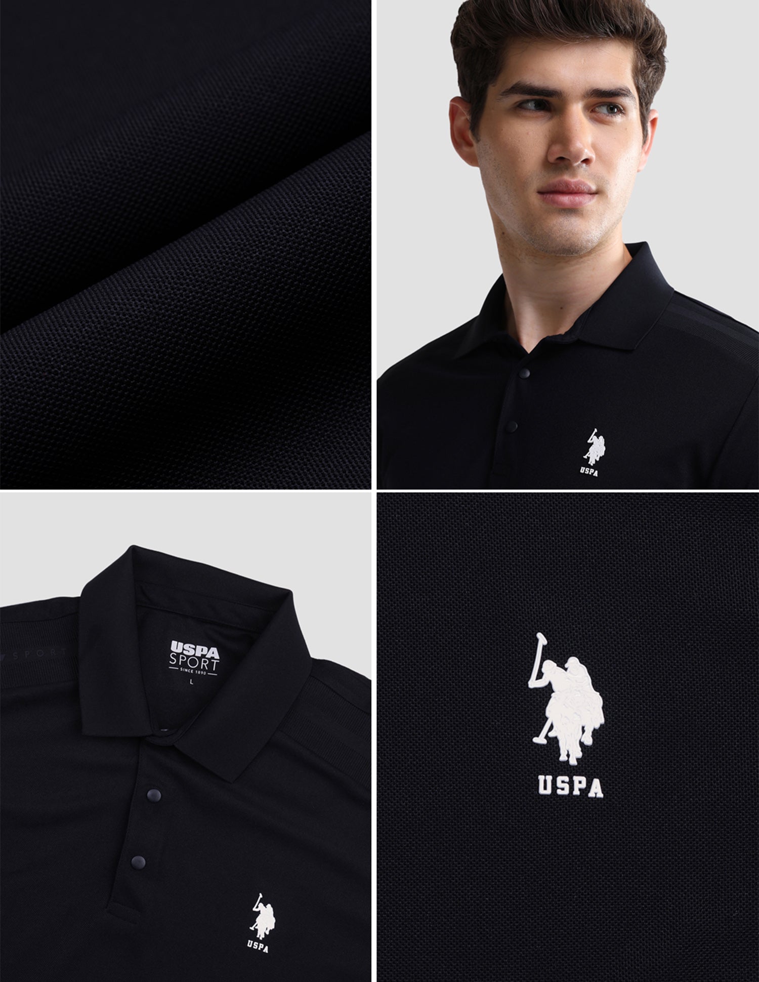 Solid Slim Fit Active Polo Shirt Navy - U.S. Polo Assn. India | Large