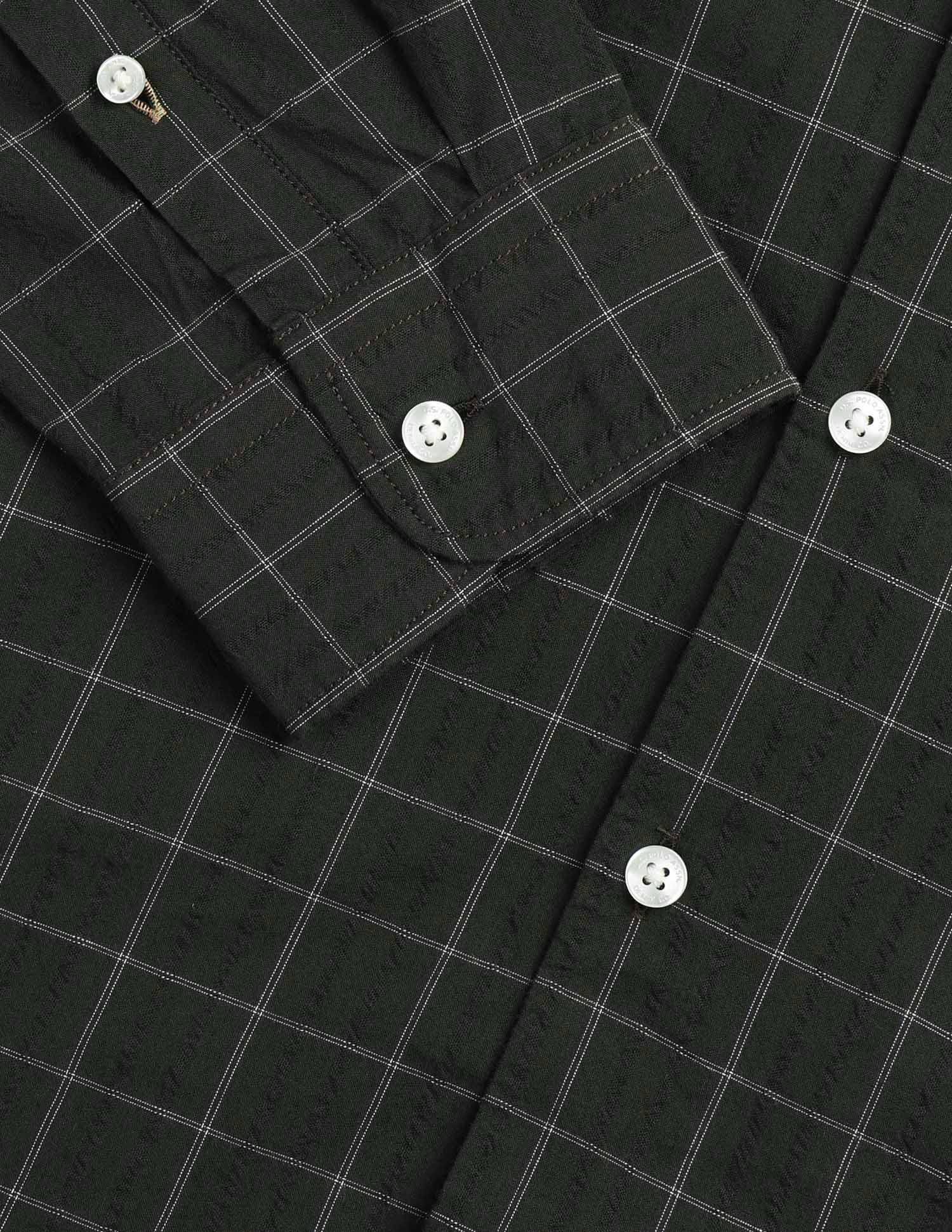 Graph Checked Seersucker Shirt Dark Olive - U.S. Polo Assn. India | Large