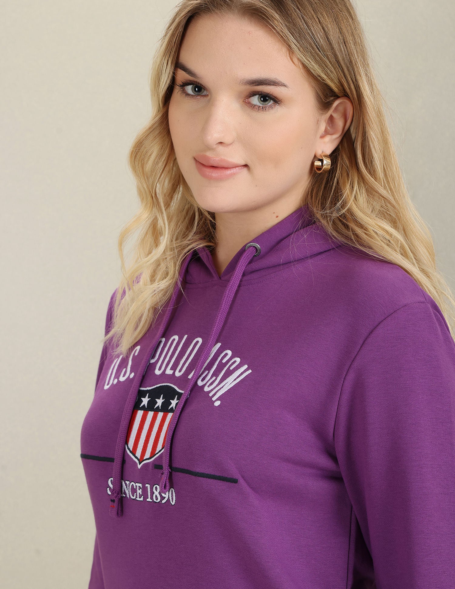 Brand Embroidered Hooded Sweatshirt Purple - U.S. POLO ASSN. | Large