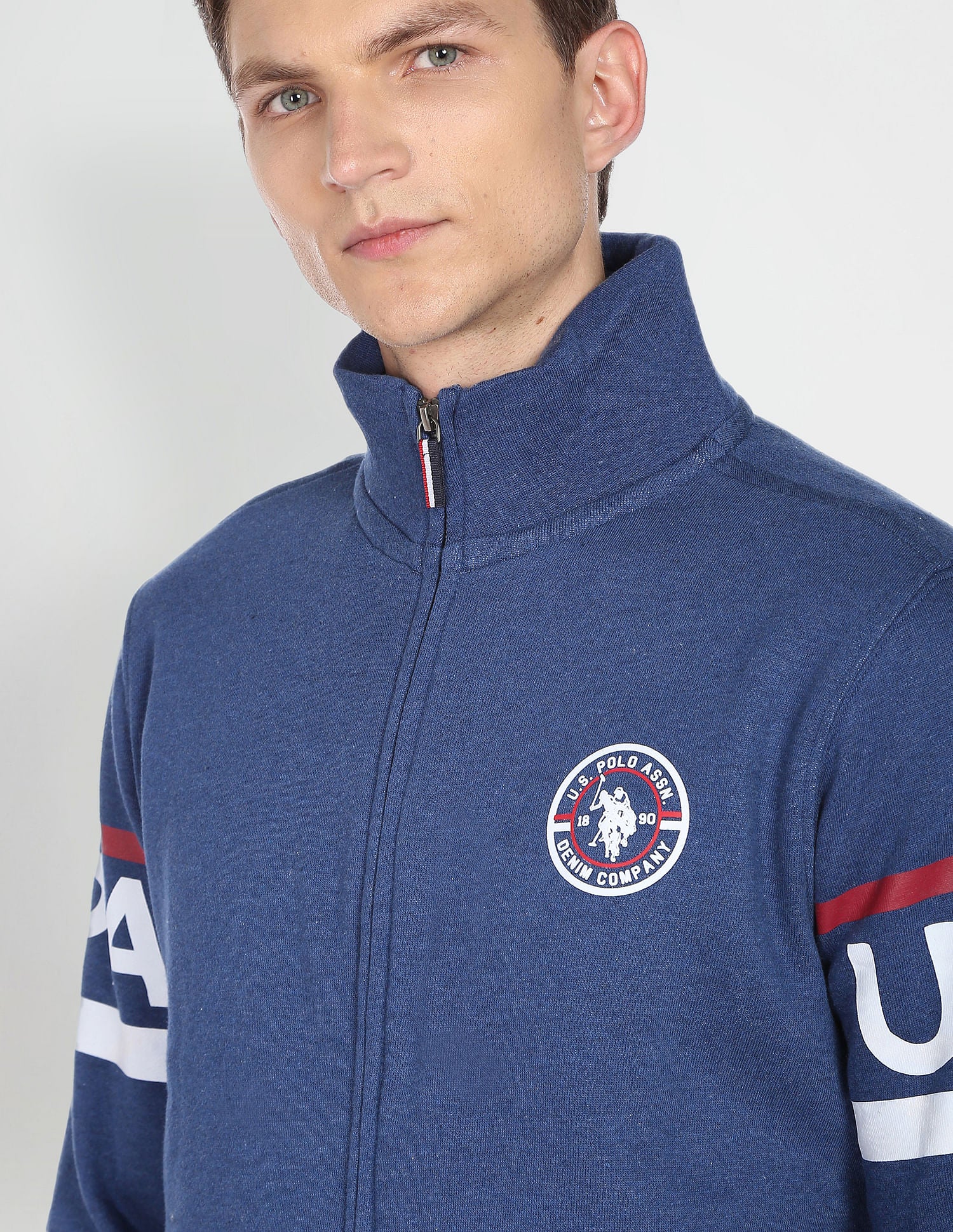 High Neck Heathered Sweatshirt Navy - U.S. POLO ASSN. | Large