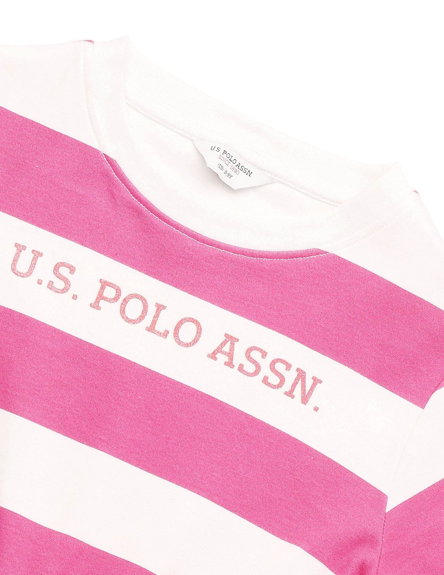 Girls Striped Fit And Flare Dress Dark Pink - U.S. POLO ASSN. | Large