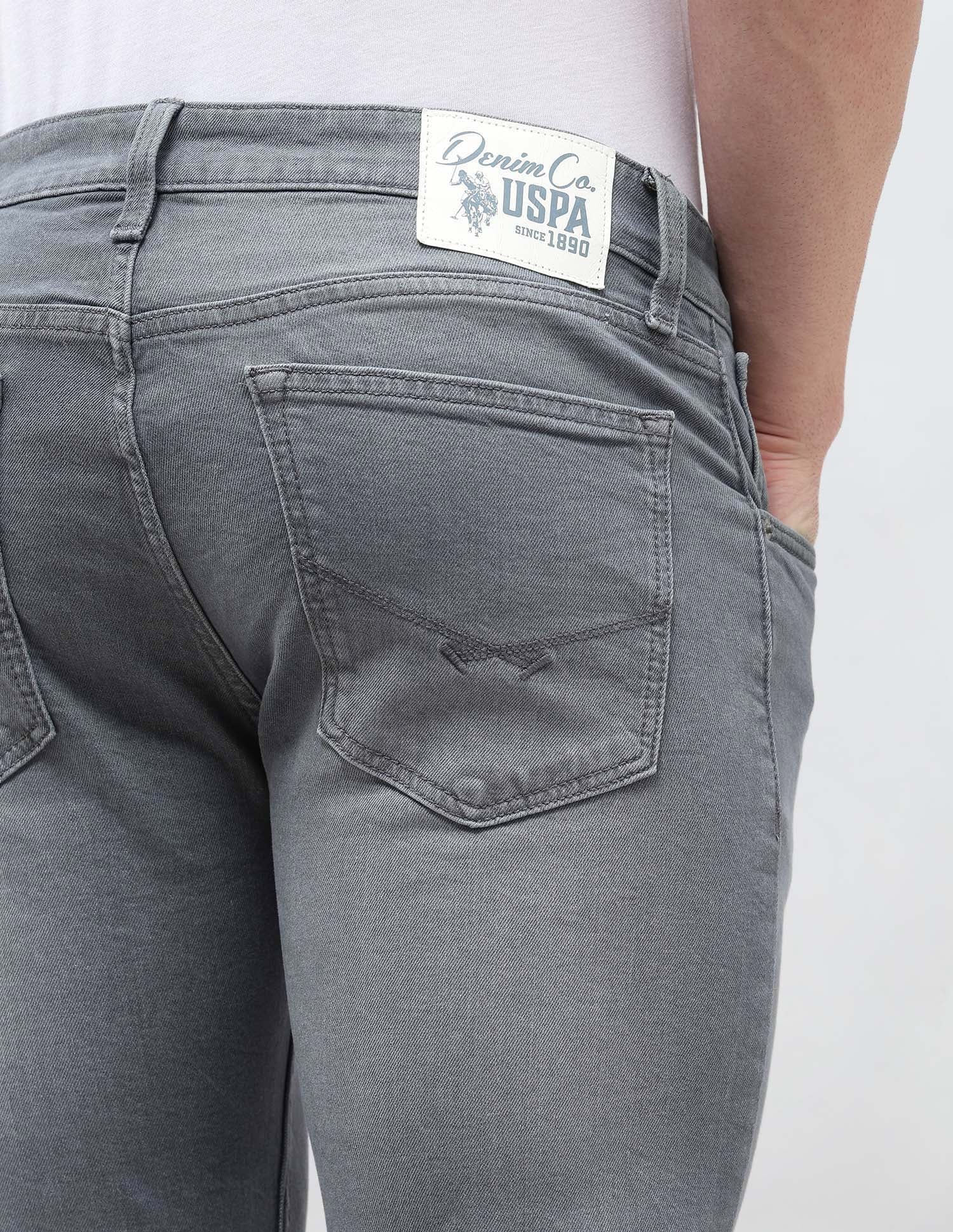 Brandon Slim Tapered Fit Stone Washed Jeans Grey - U.S. POLO ASSN. | Large