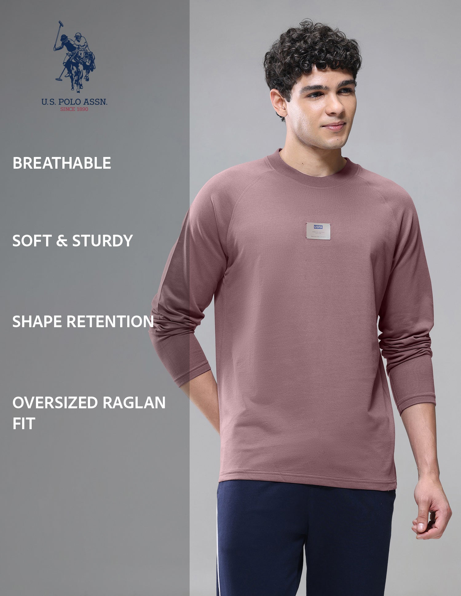 Raglan Full Sleeve Loopknit Lounge T-Shirt Marron - U.S. Polo Assn. India | Large
