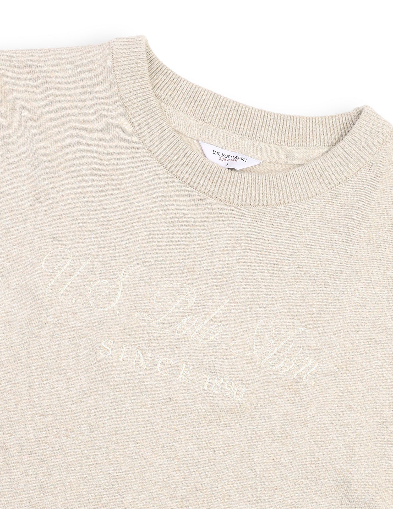 Brand Embroidered Regular Fit Sweater Beige - U.S. Polo Assn. India | Large