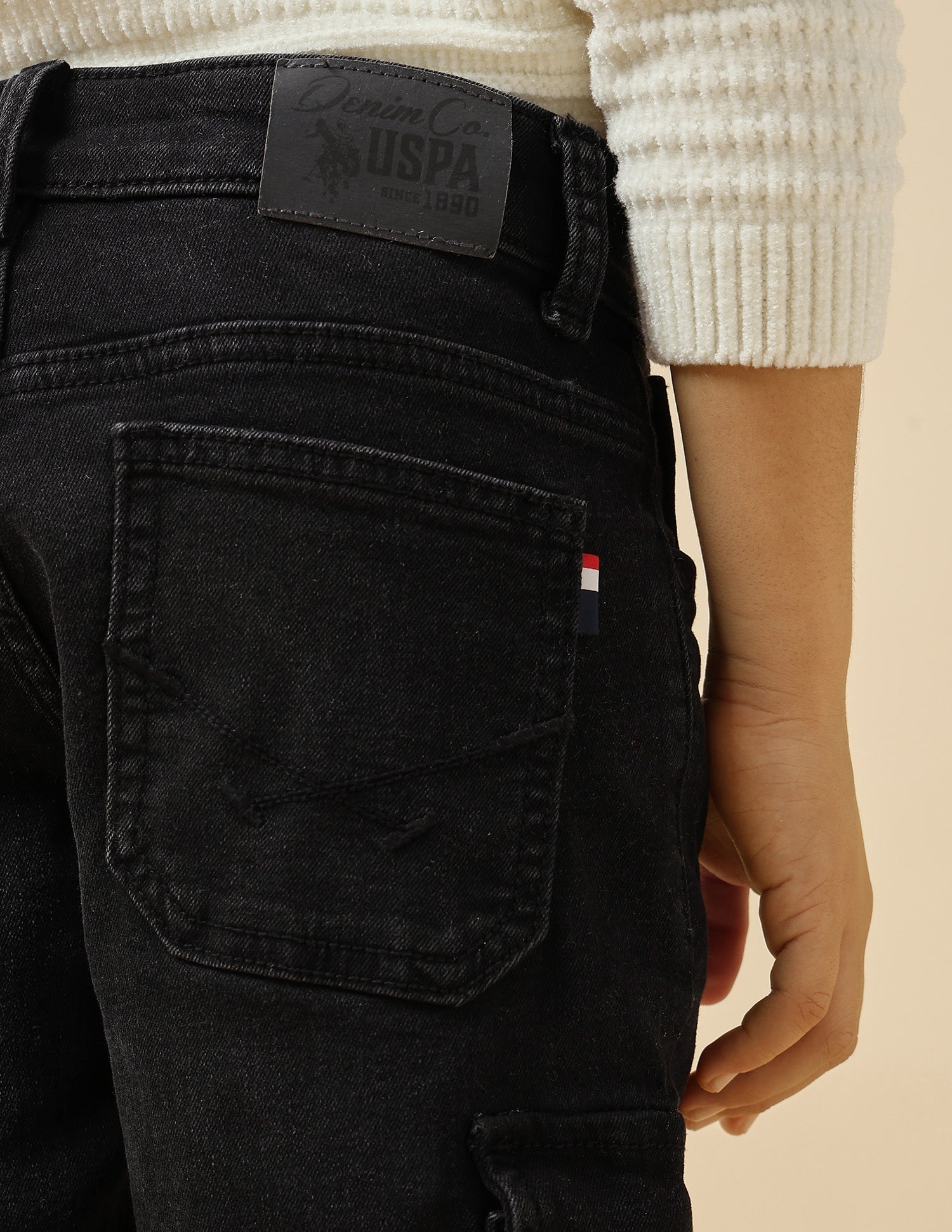 Boys Relaxed Fit Whiskered Jeans Black - U.S. POLO ASSN. | Large