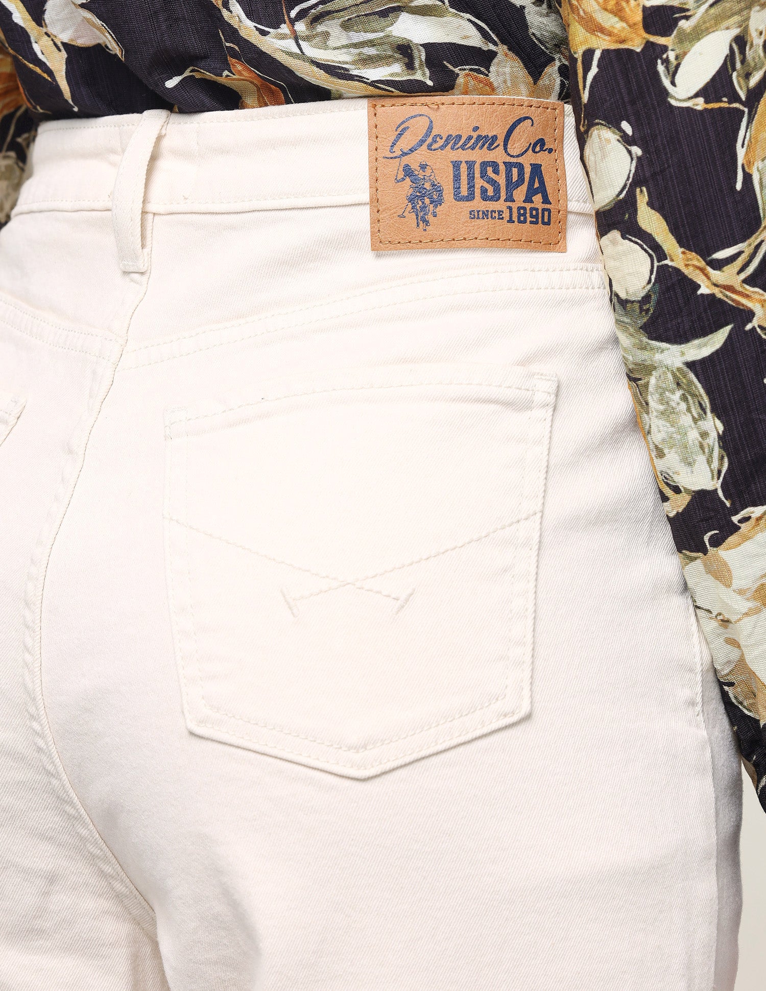 Wide Leg Fit Beige Jeans Ecru - U.S. Polo Assn. India | Large