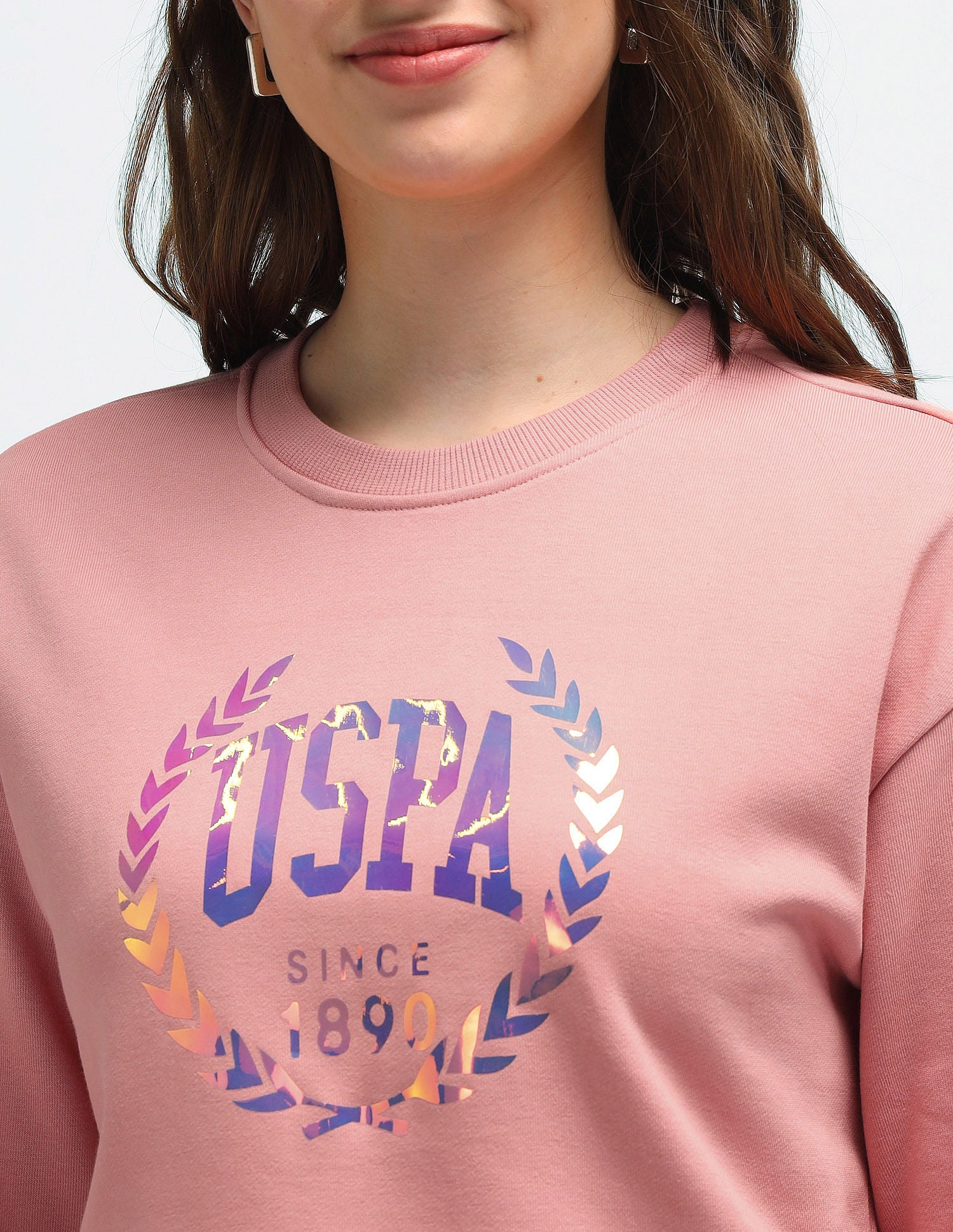 Drop Shoulder Brand Print Sweatshirt Peach - U.S. Polo Assn. India | Large