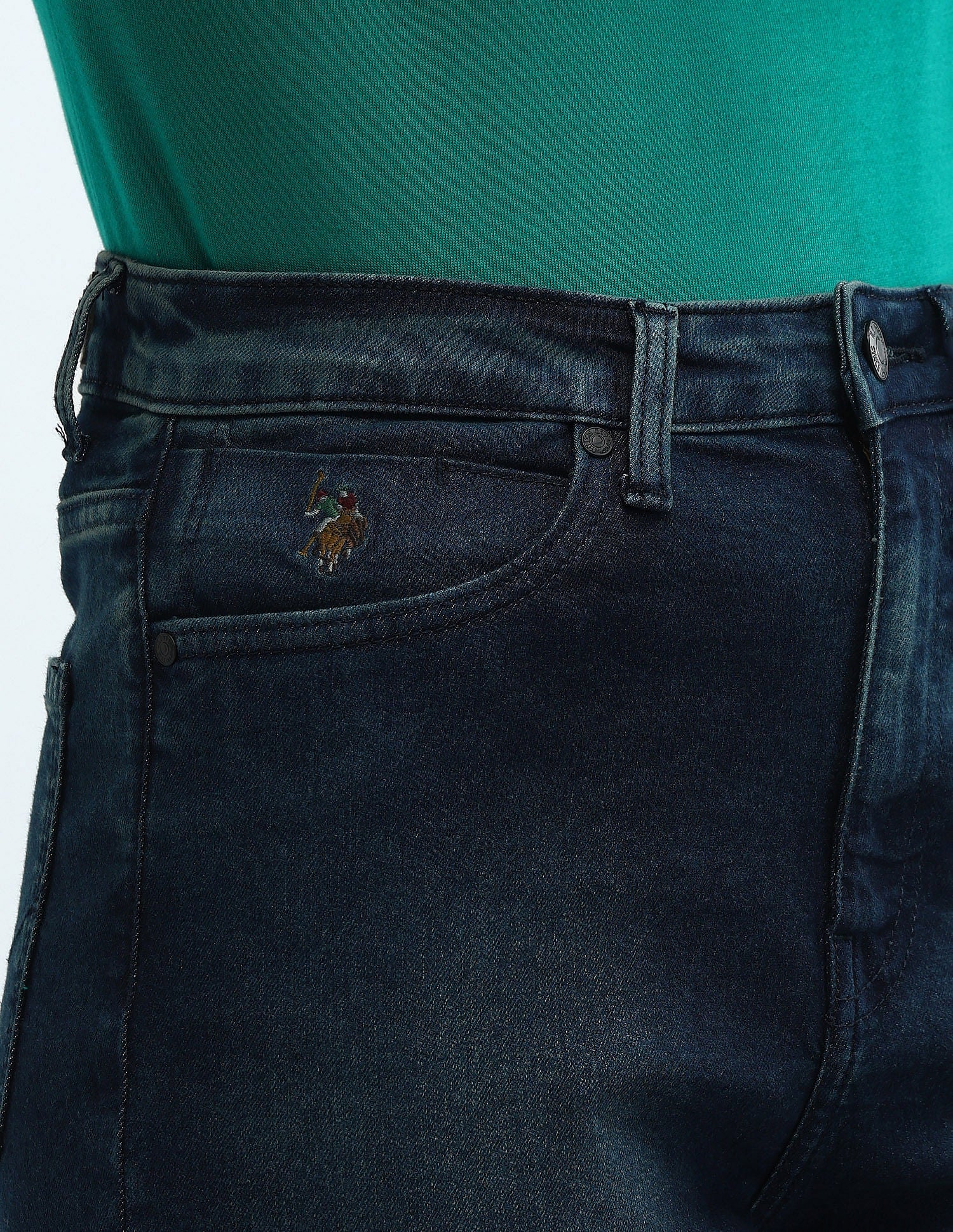 High Rise Straight Fit Jeans Dark Blue - U.S. POLO ASSN. | Large