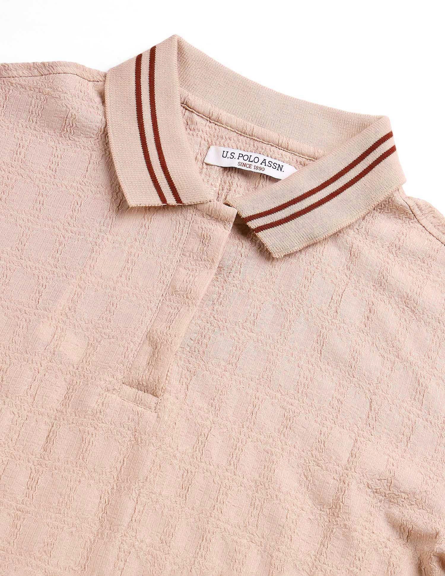 Regular Fit Textured Polo Shirt Pink - U.S. Polo Assn. India | Large