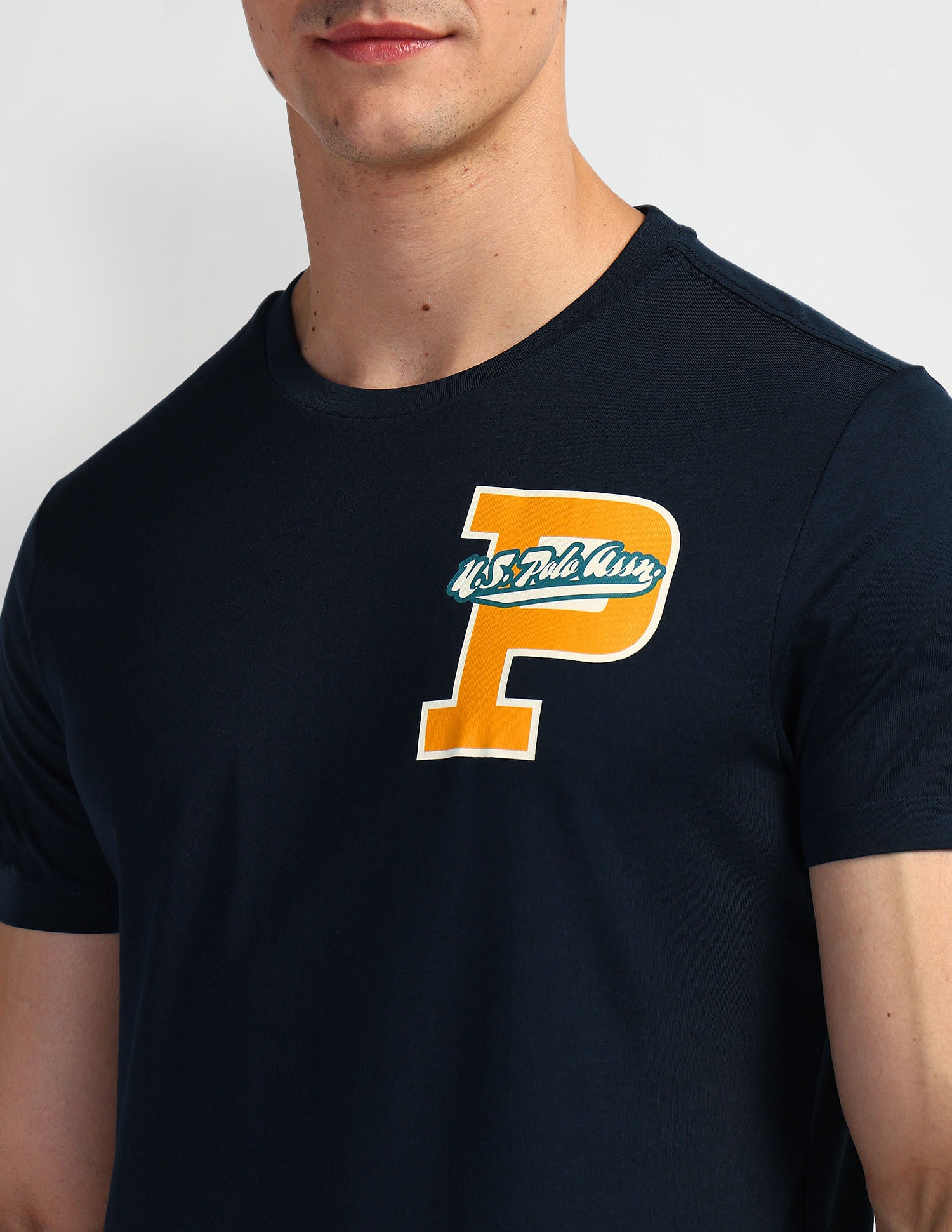 Graphic Print Crew Neck T-Shirt Navy - U.S. Polo Assn. India | Large