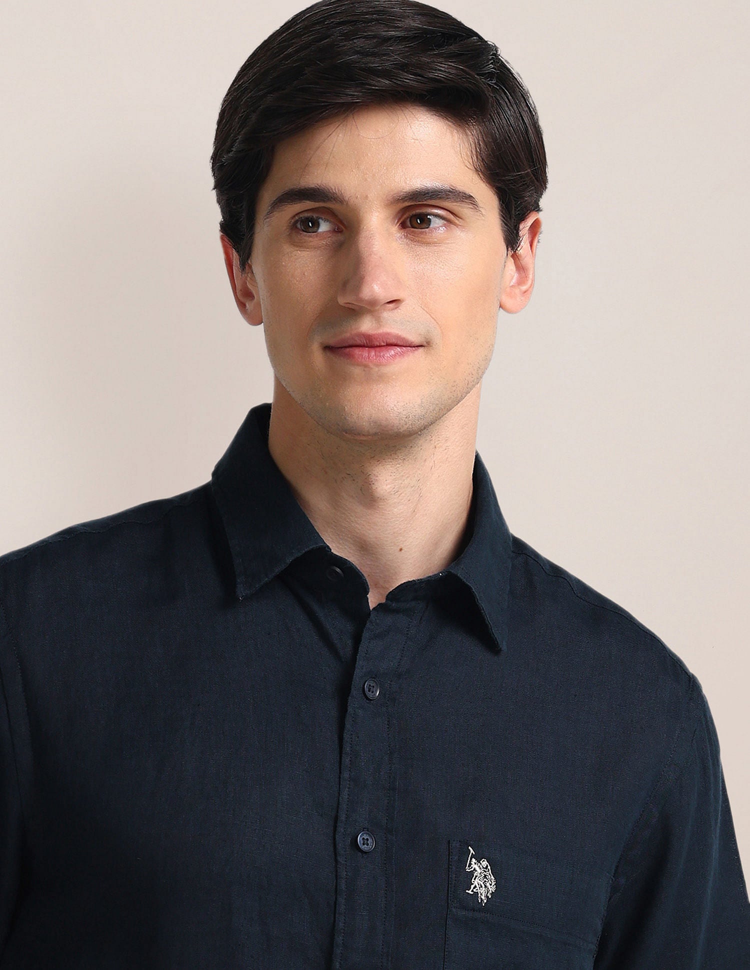 Button Down Linen Formal Shirt Navy - U.S. POLO ASSN. | Large