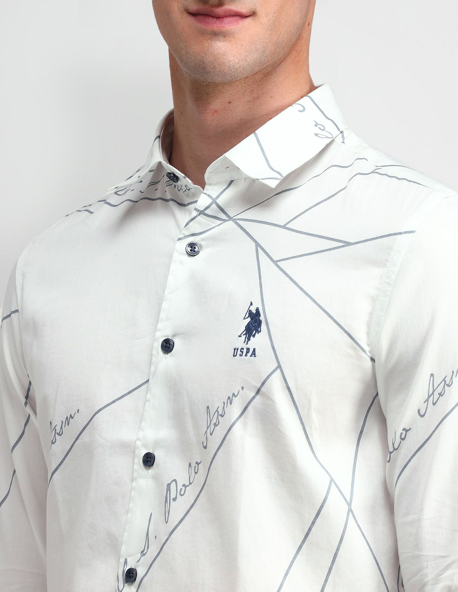 Satin Digital Print Shirt White - U.S. Polo Assn. India | Large