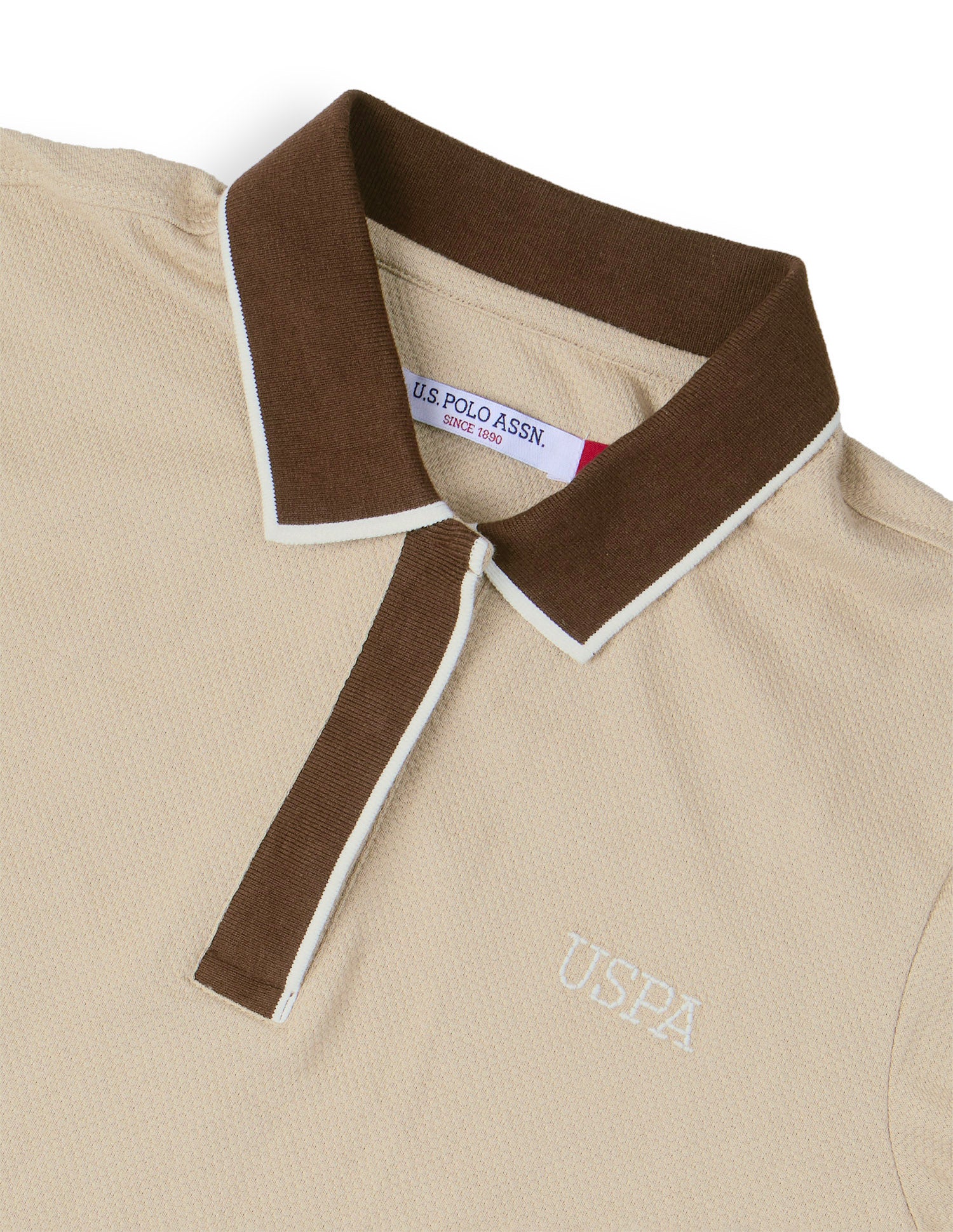 Solid Regular Fit Polo Shirt Beige - U.S. Polo Assn. India | Large