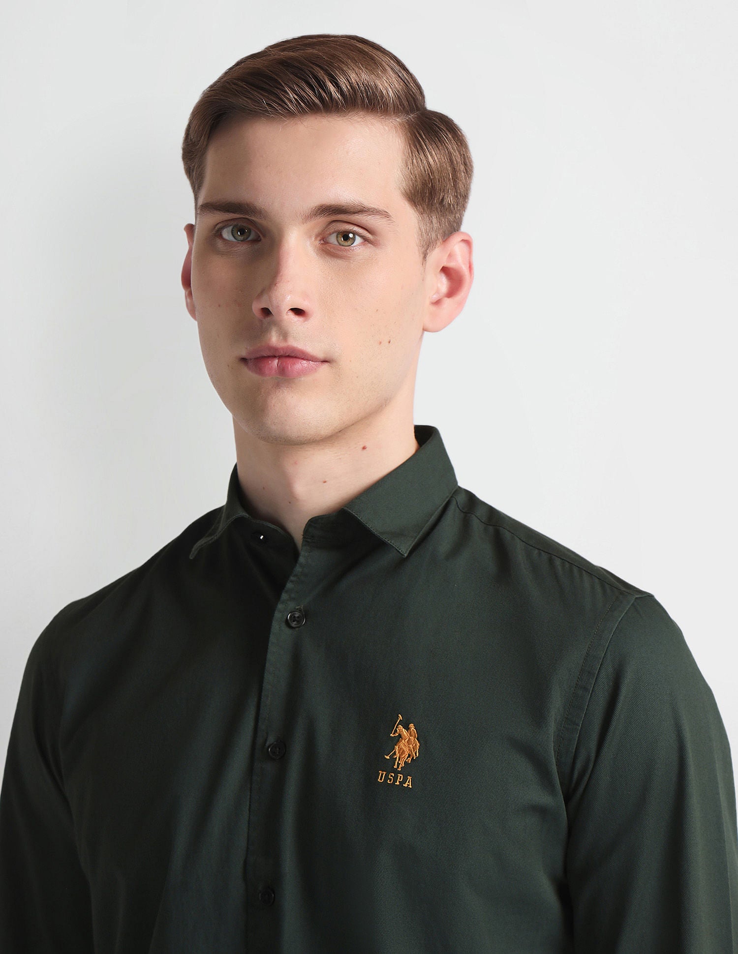 French Placket Solid Shirt Olive - U.S. Polo Assn. India | Large
