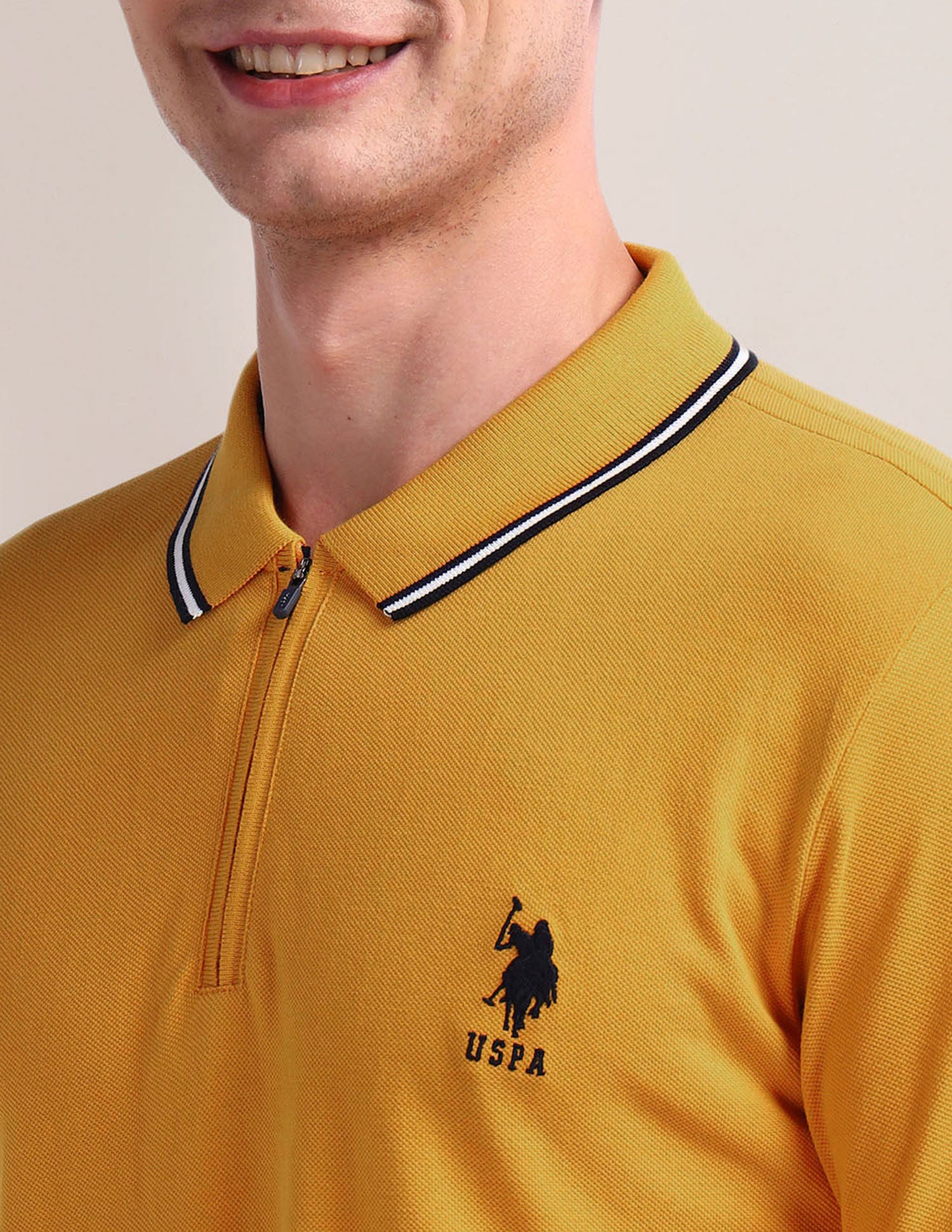 Solid Slim Fit Polo Shirt Mustard - U.S. Polo Assn. India | Large