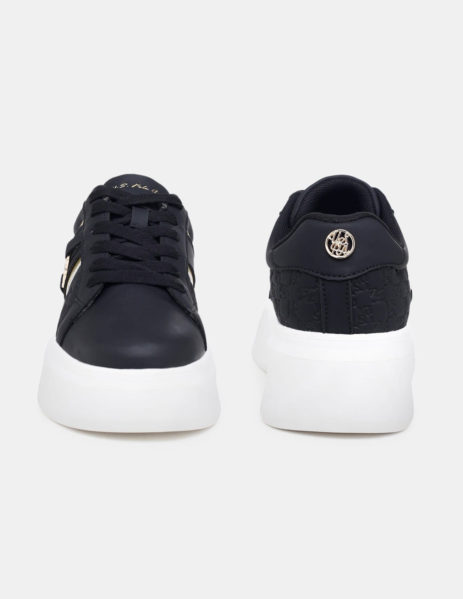 Women Elowen Brand Embossed Sneakers Black - U.S. Polo Assn. India | Large
