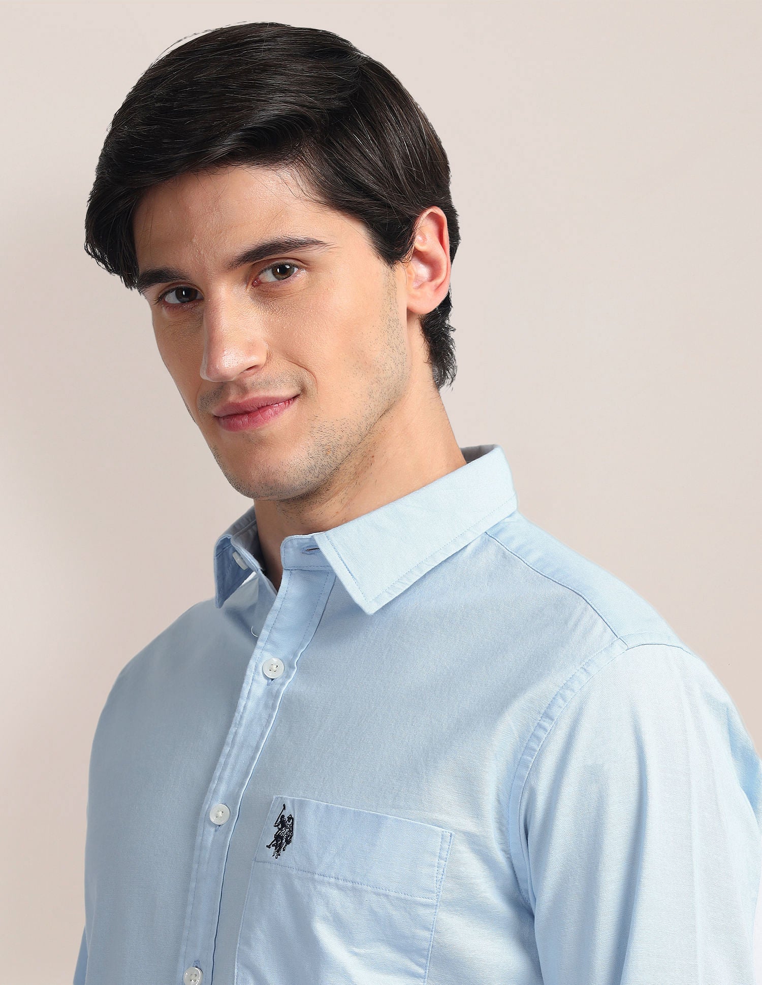 Solid Dobby Shirt Blue - U.S. Polo Assn. India | Large