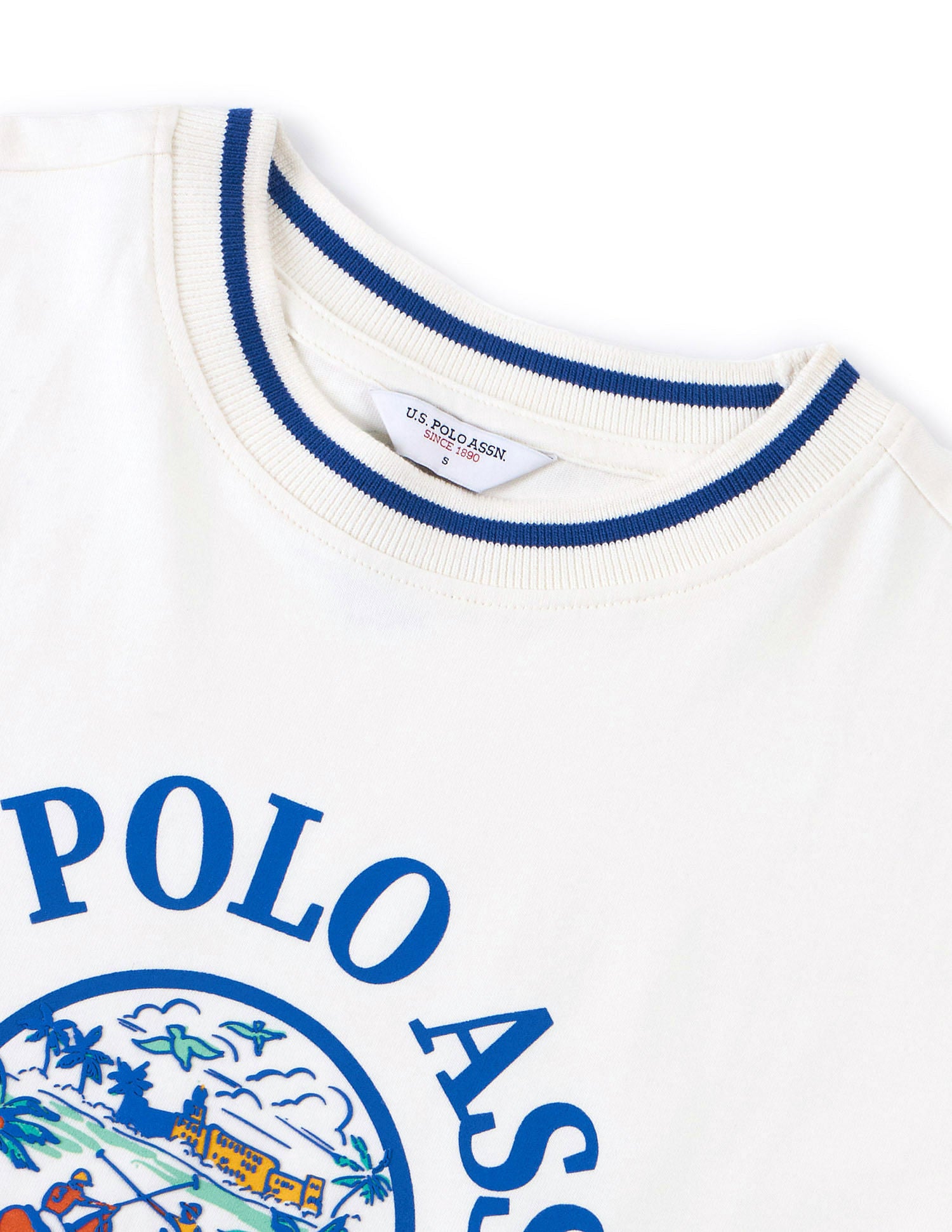 Boxy Fit Brand Printed T-Shirt Off White - U.S. POLO ASSN. | Large