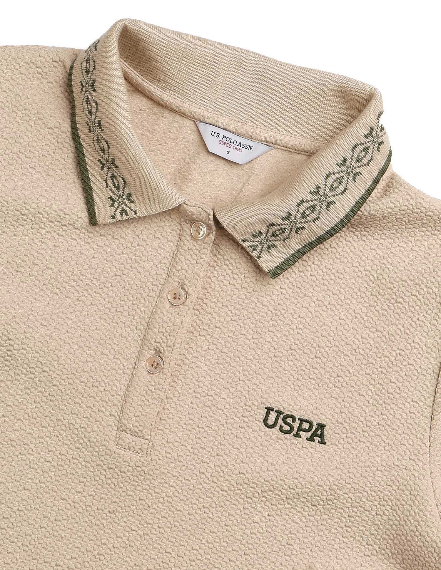 Polo Collar Textured Dress Grey - U.S. POLO ASSN. | Large