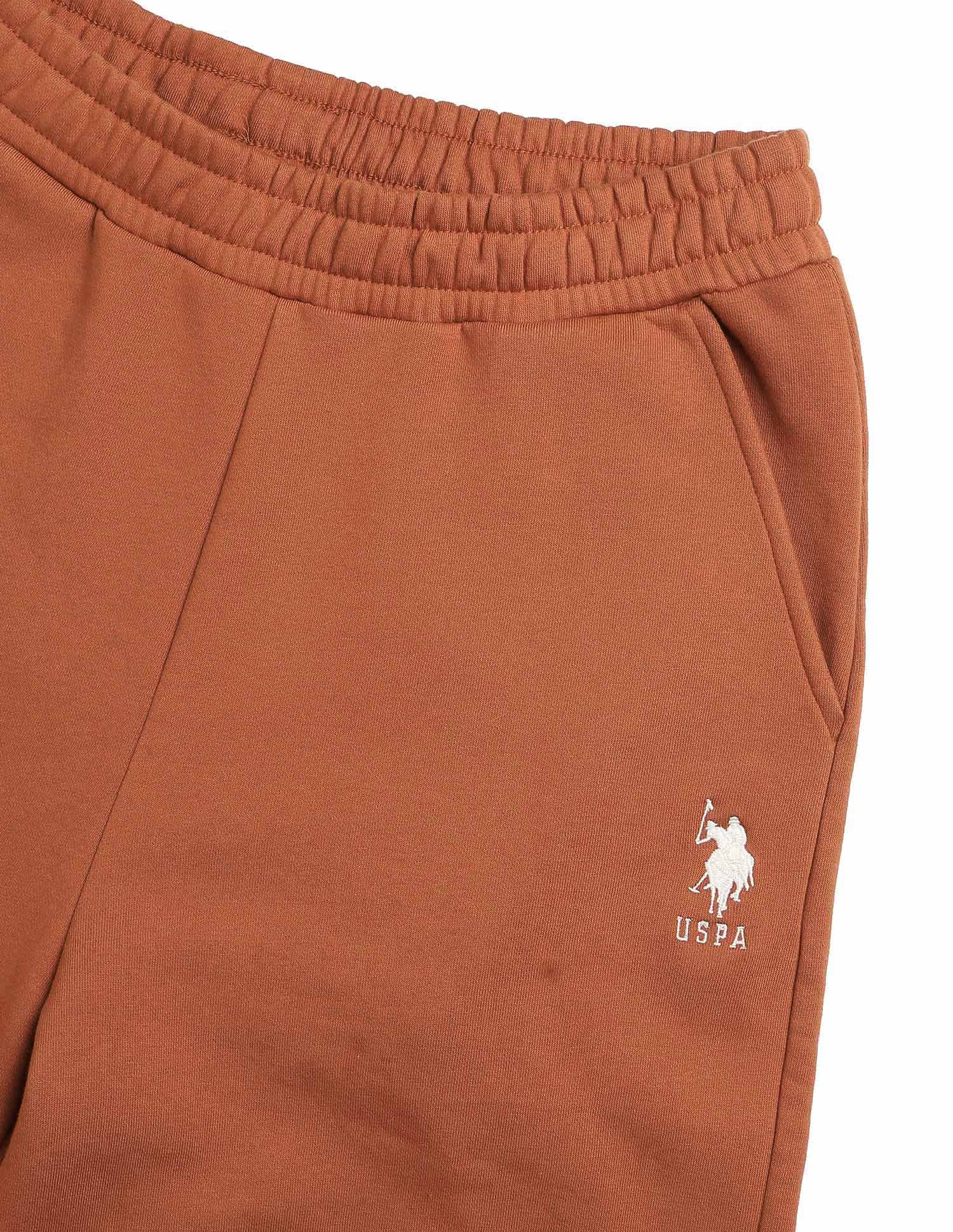 Solid Wide Leg Fit Trousers Brown - U.S. Polo Assn. India | Large
