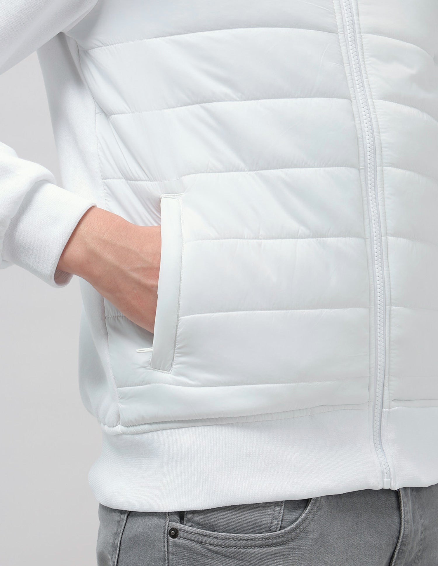 Solid Regular Fit Puffer Jacket Ivory - U.S. POLO ASSN. | Large