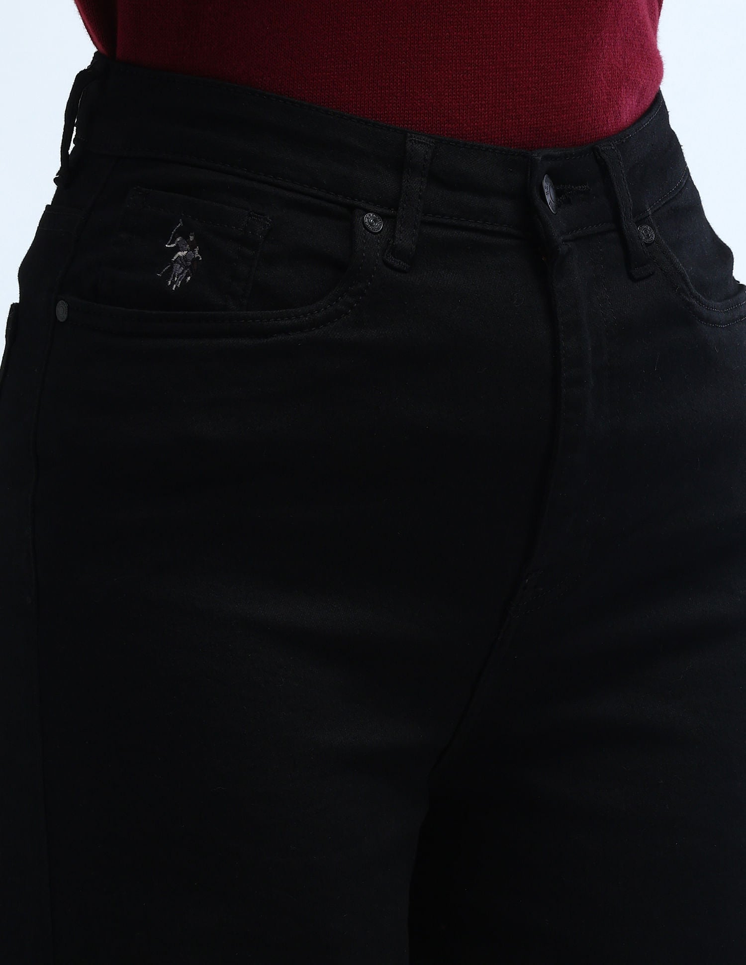 High Rise Stretchable Baggy Jeans Black - U.S. POLO ASSN. | Large