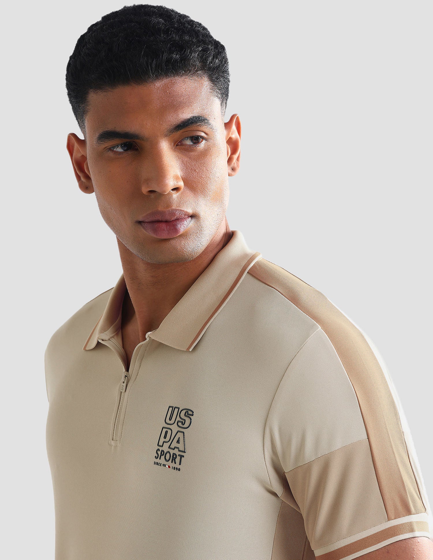 Tipped Collar Slim Fit Polo Shirt Beige - U.S. Polo Assn. India | Large