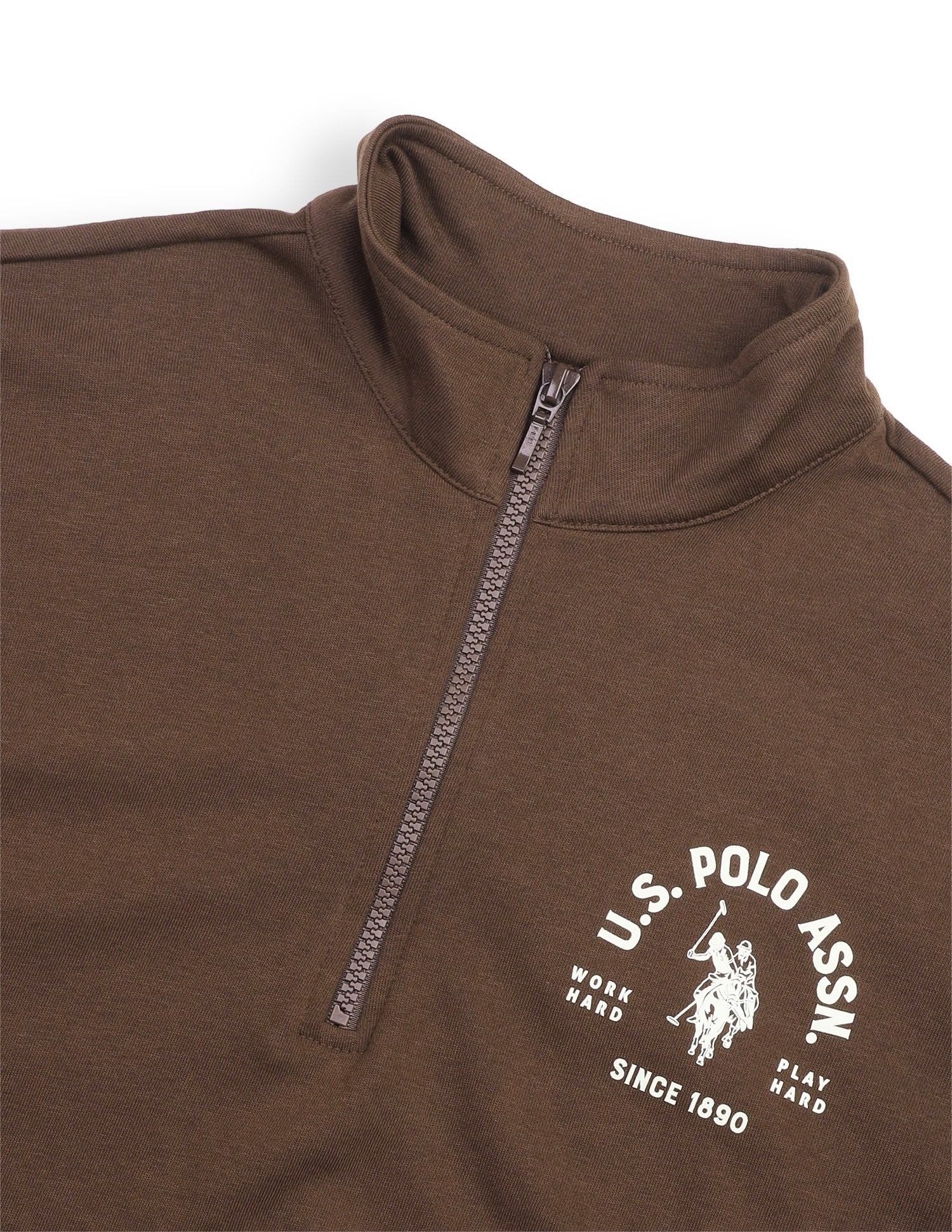 Solid Regular Fit Sweatshirt Brown - U.S. Polo Assn. India | Large