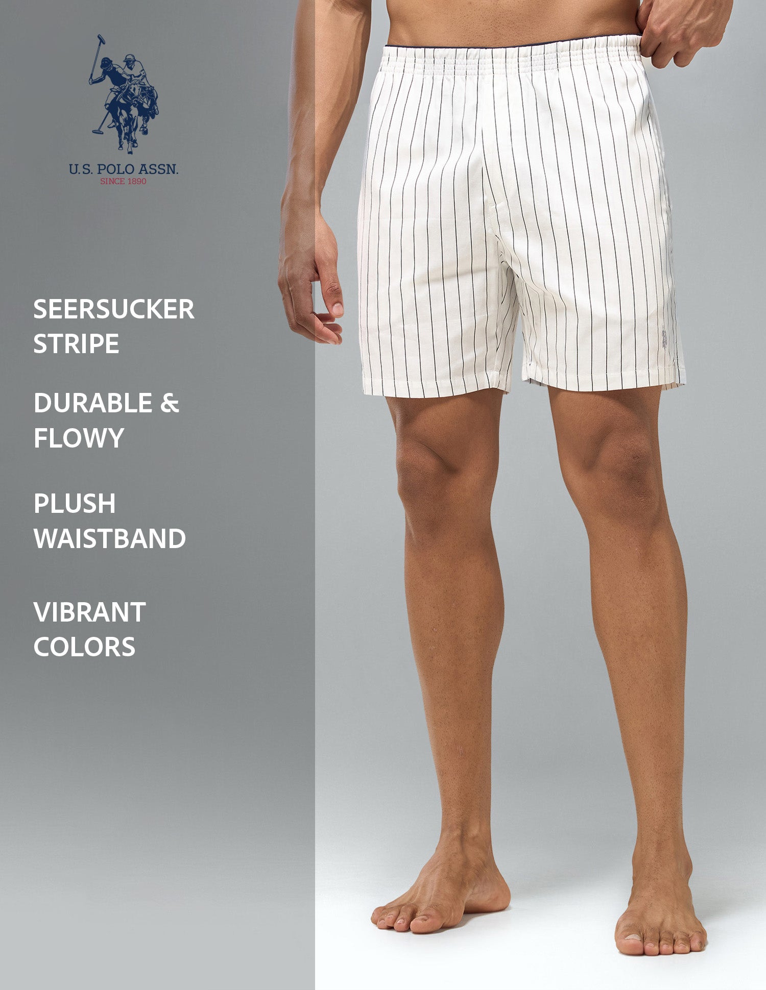Printed Mid Rise OEX22 Boxer Shorts White - U.S. Polo Assn. India | Large