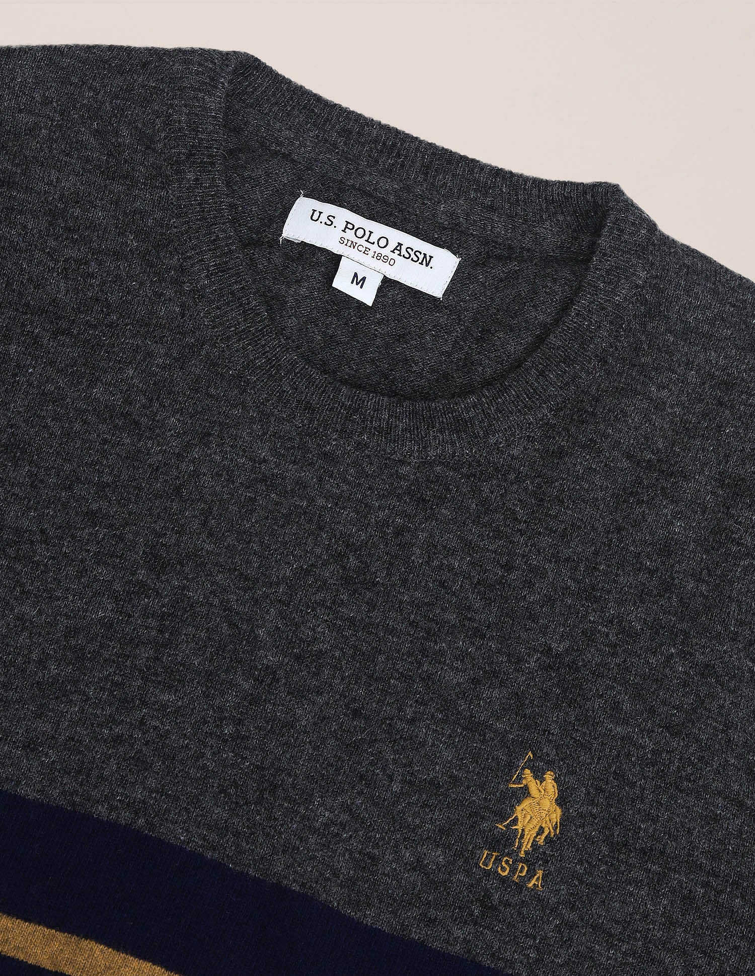 Regular Fit Striped Sweater Charcoal - U.S. Polo Assn. India | Large