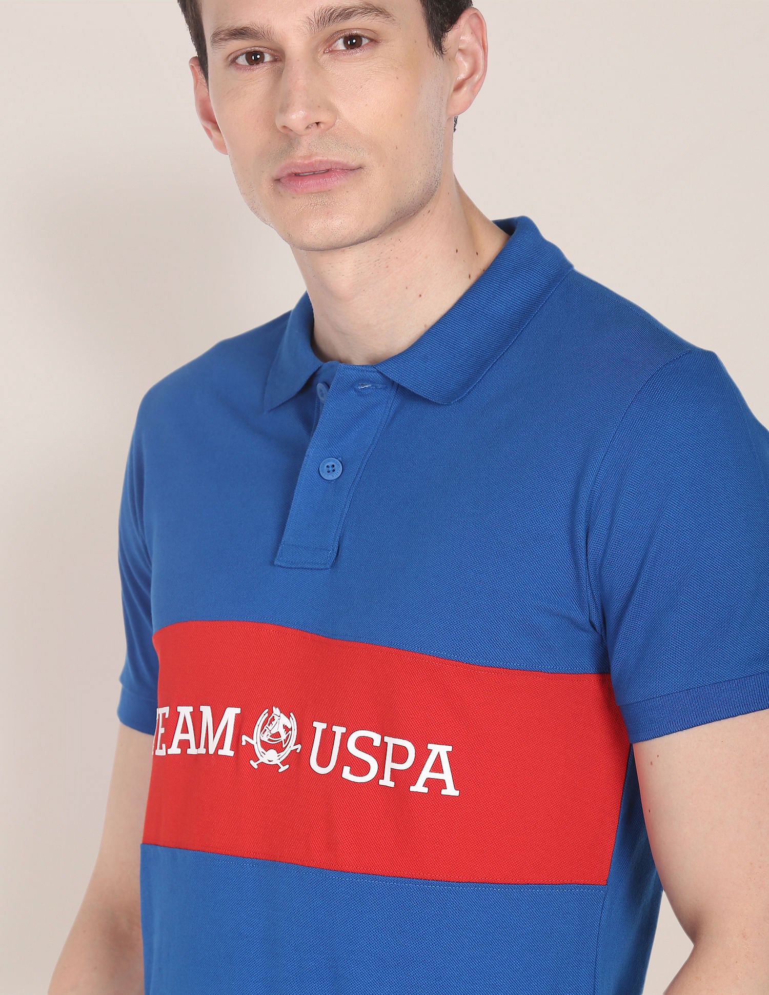 Brand Print Cotton Polo Shirt Dark Blue - U.S. Polo Assn. India | Large