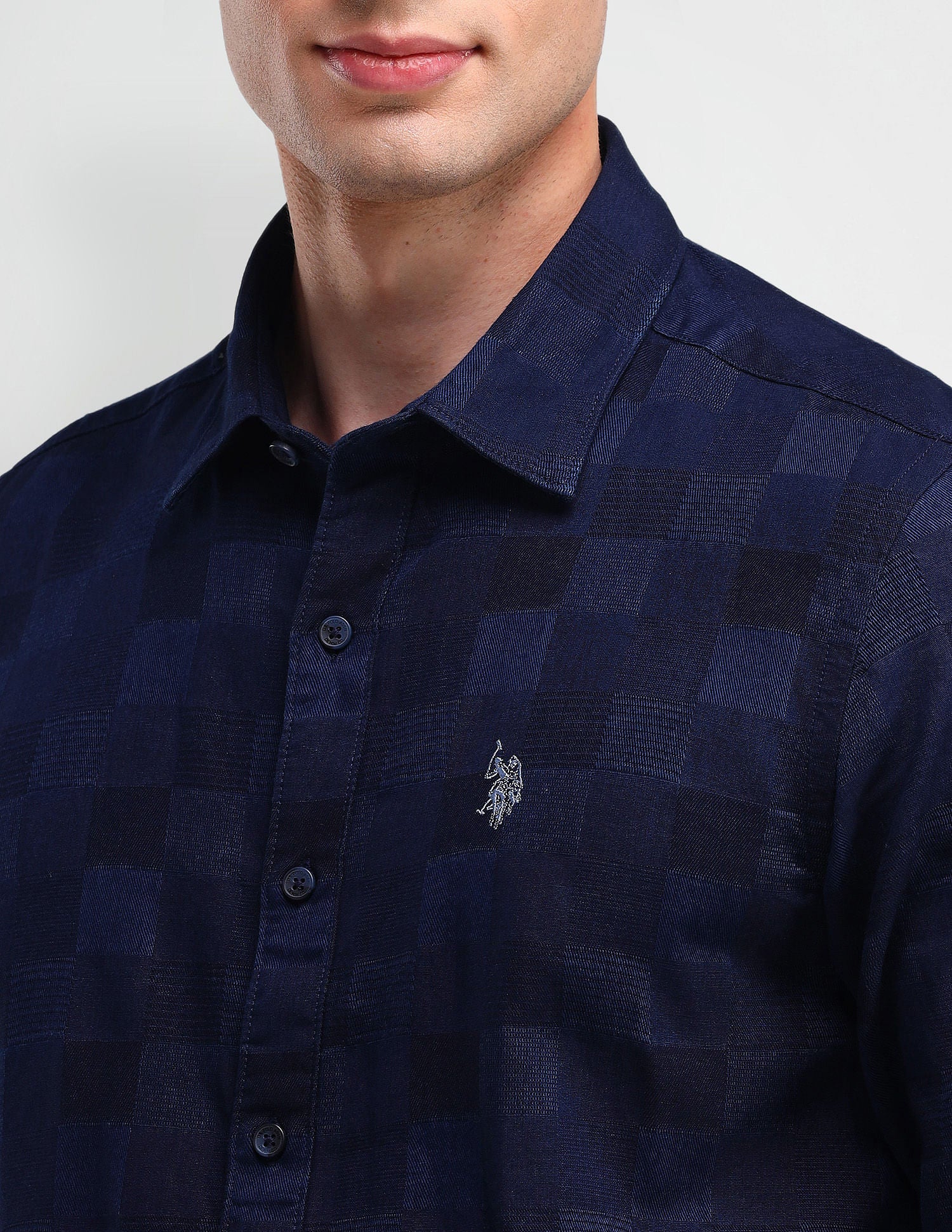 Slim Fit Geometric Shirt Navy - U.S. Polo Assn. India | Large