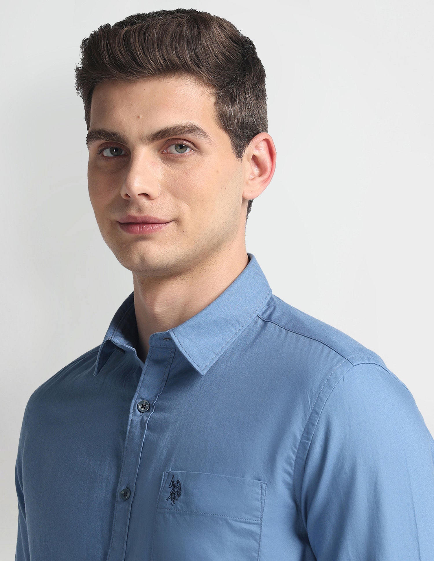 Cotton Twill Slim Shirt Blue - U.S. Polo Assn. India | Large