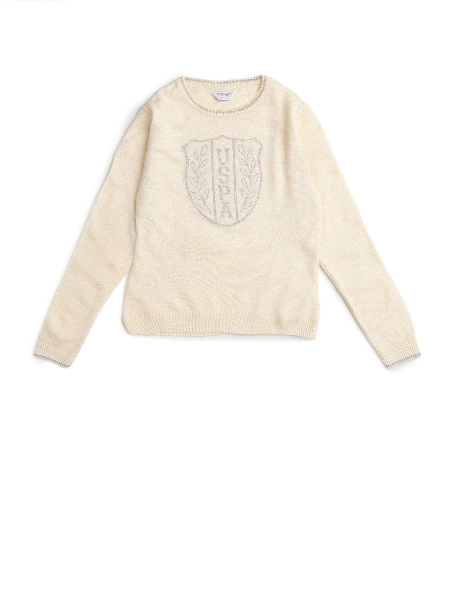 Girls Brand Patterned Knit Sweater Off White - U.S. POLO ASSN. | Large