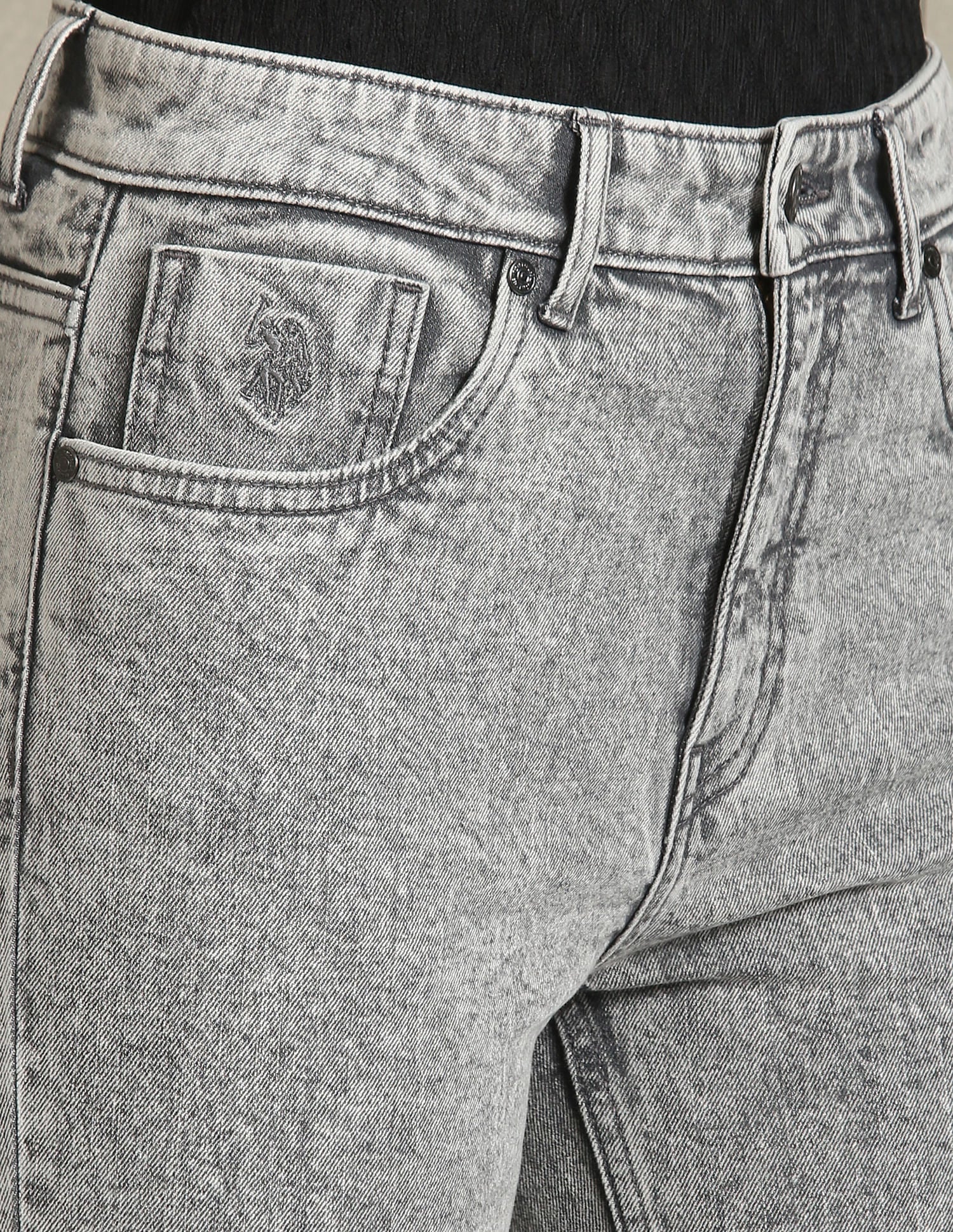 Bootcut Fit Acid Wash Jeans Grey - U.S. Polo Assn. India | Large