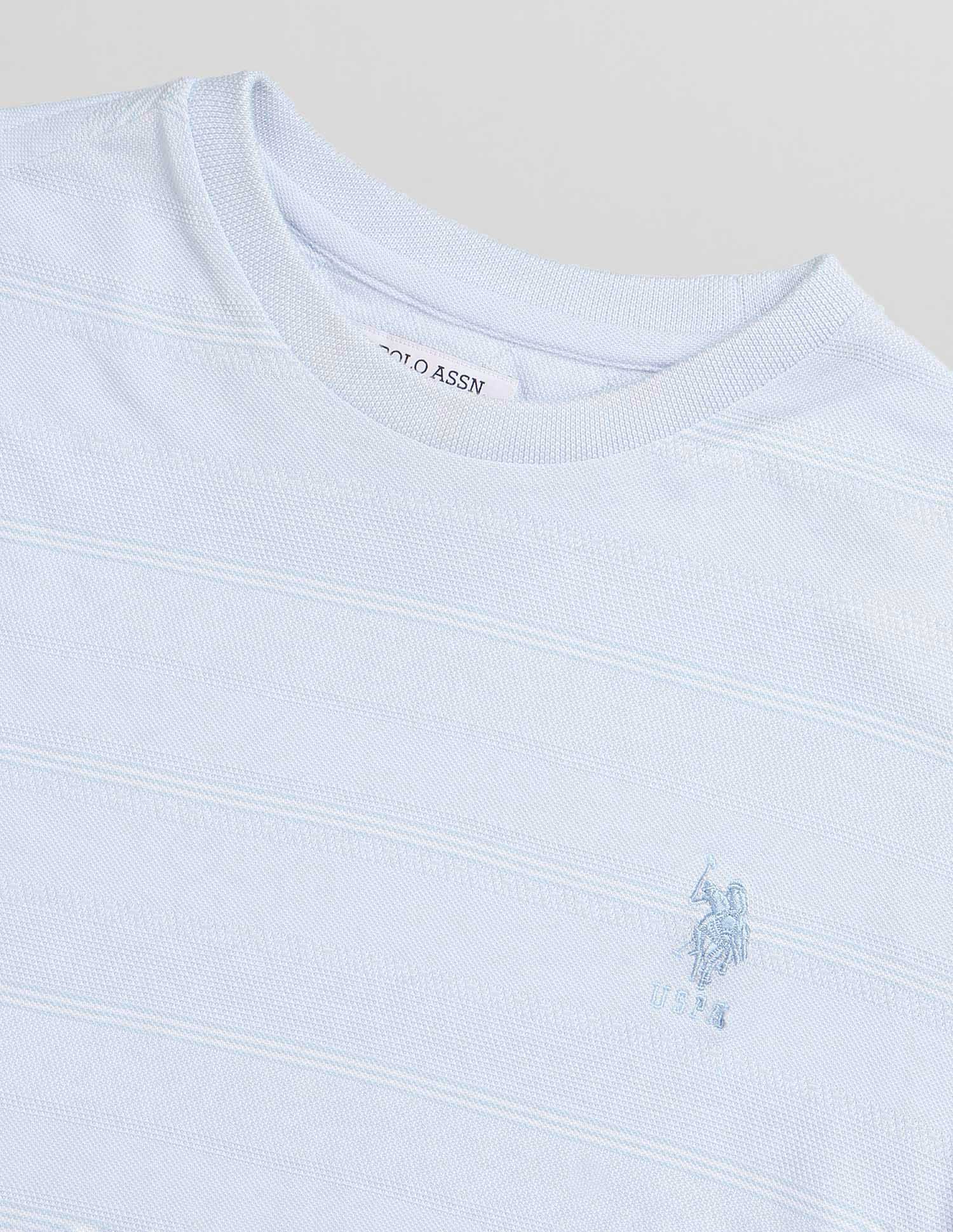 Textured Slim Fit T-Shirt Light Blue - U.S. POLO ASSN. | Large