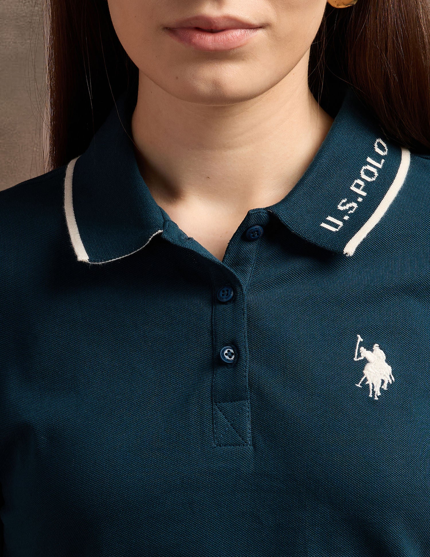Jacquard Collar Polo Shirt Teal - U.S. POLO ASSN. | Large