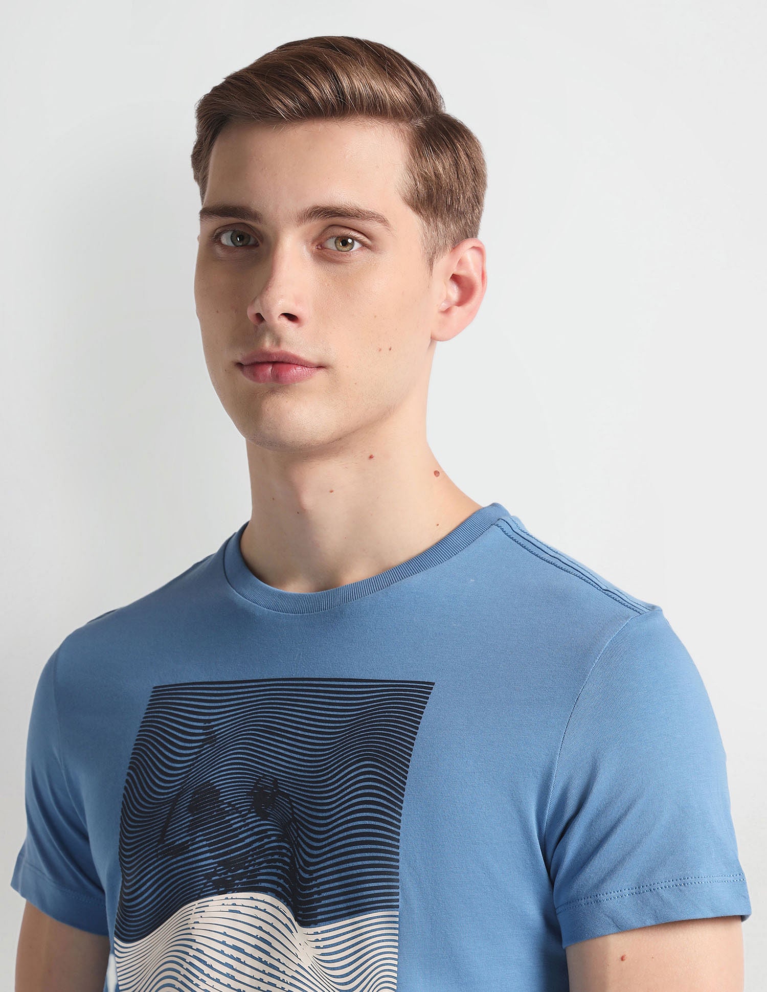 Brand Print Muscle Fit T-Shirt Blue - U.S. Polo Assn. India | Large