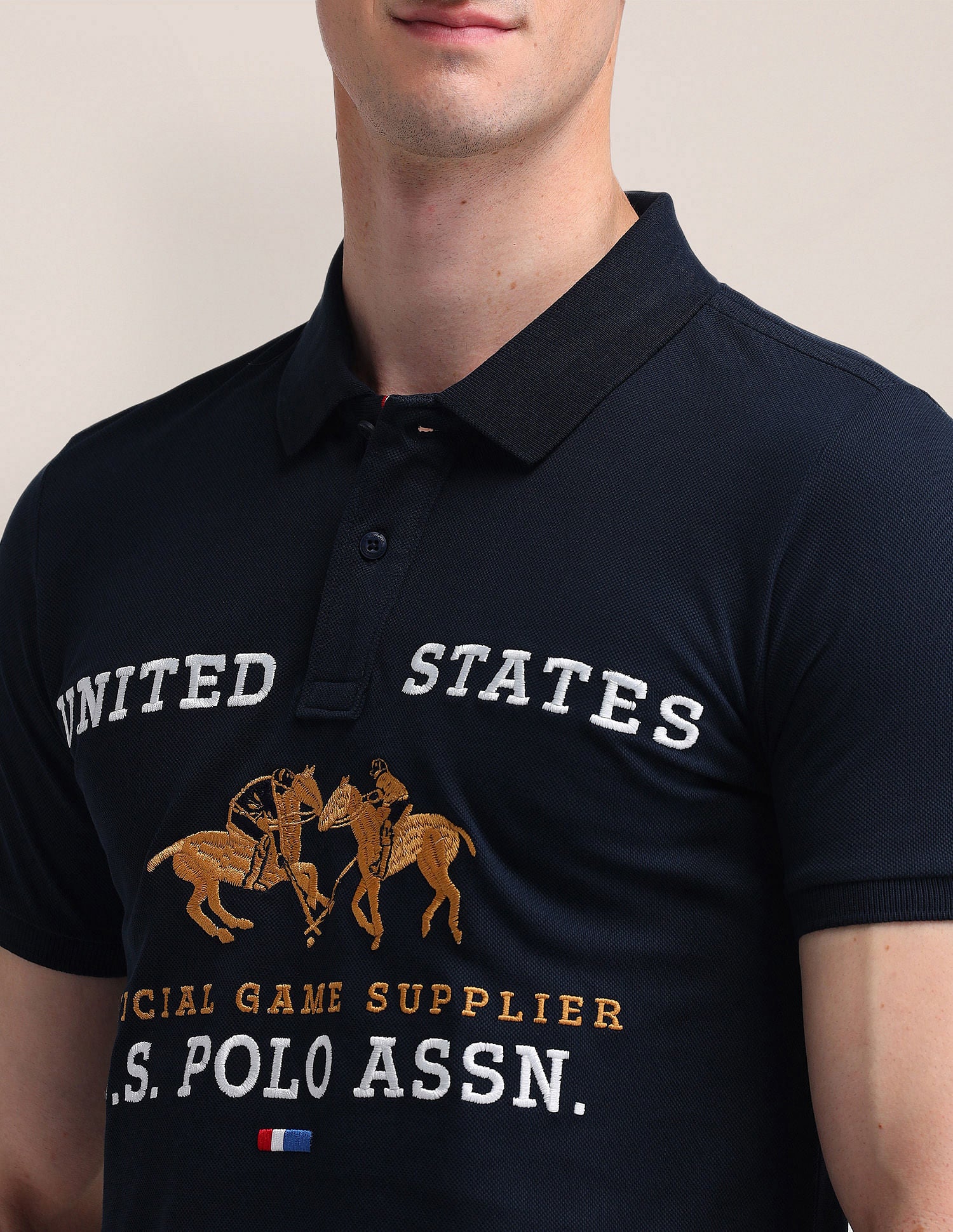 Printed Slim Fit Polo Shirt Navy - U.S. POLO ASSN. | Large