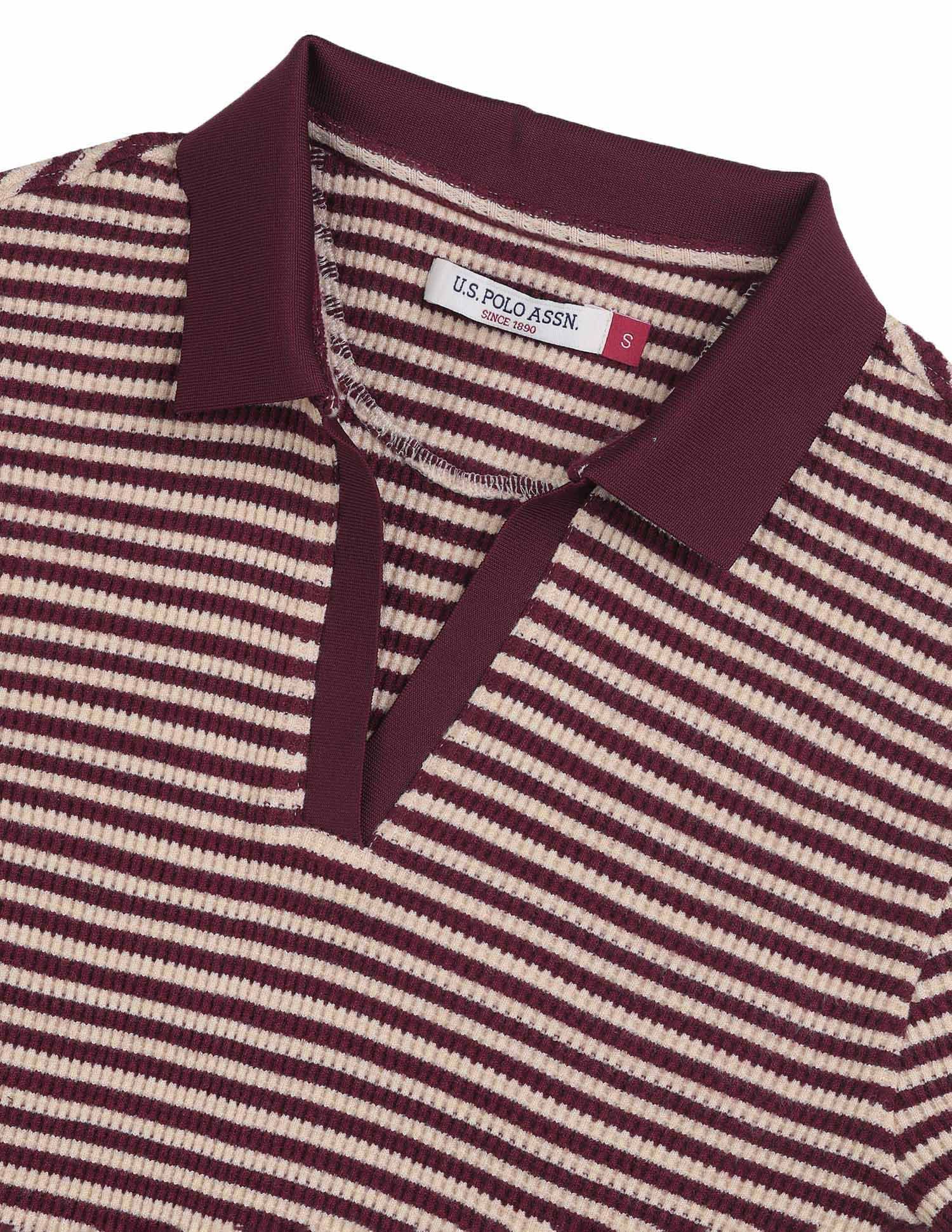 Relaxed Fit Striped Top Wine - U.S. POLO ASSN. | Large