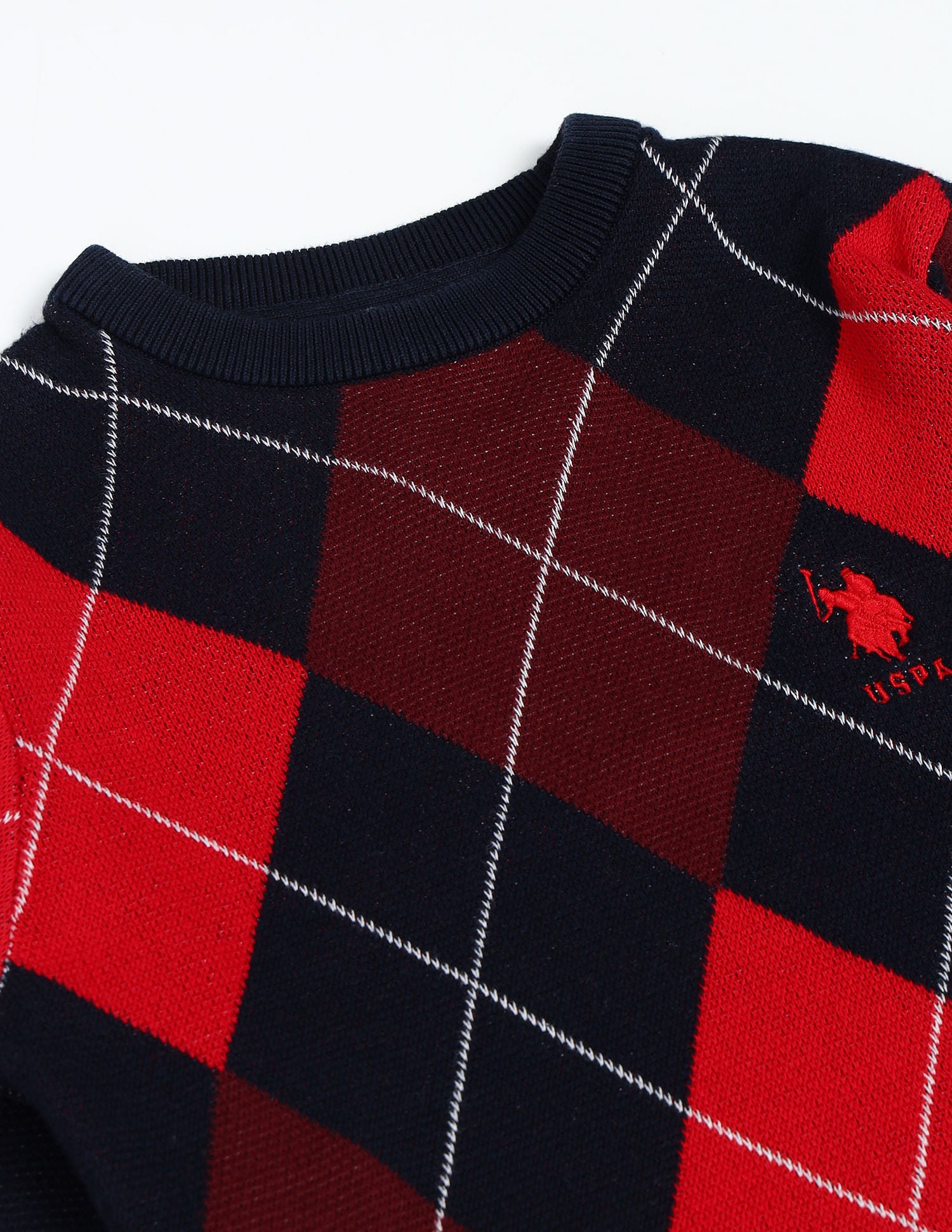 Boys Argyle Cotton Sweater Blue - U.S. POLO ASSN. | Large