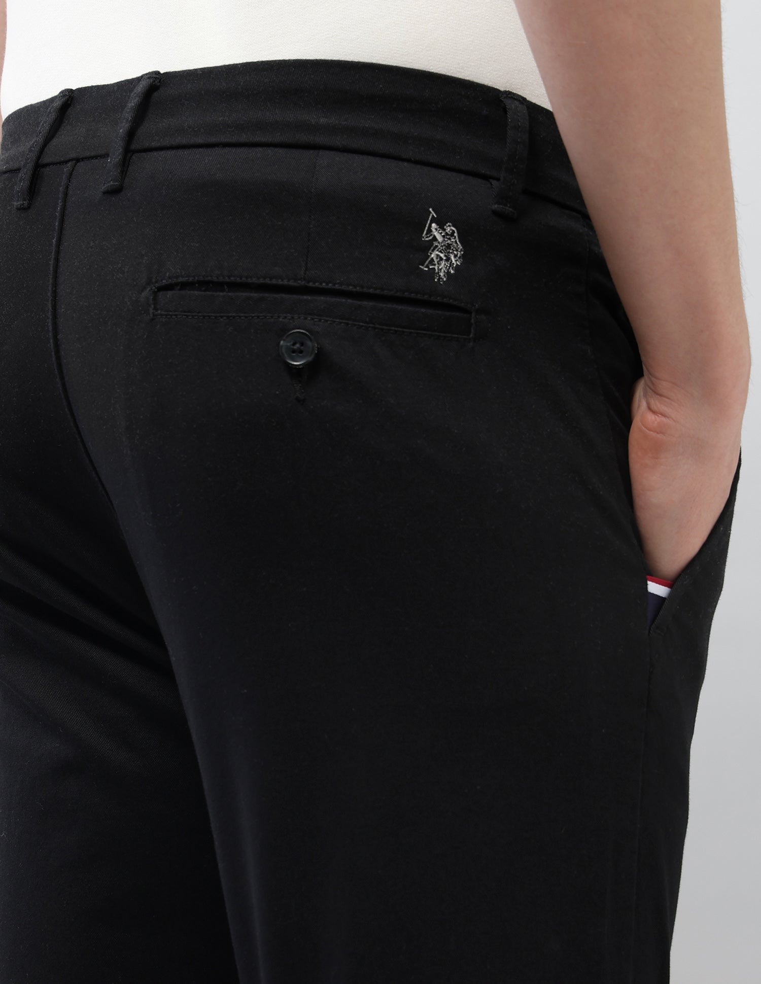 Austin Slim Fit Satin Trousers Black - U.S. Polo Assn. India | Large