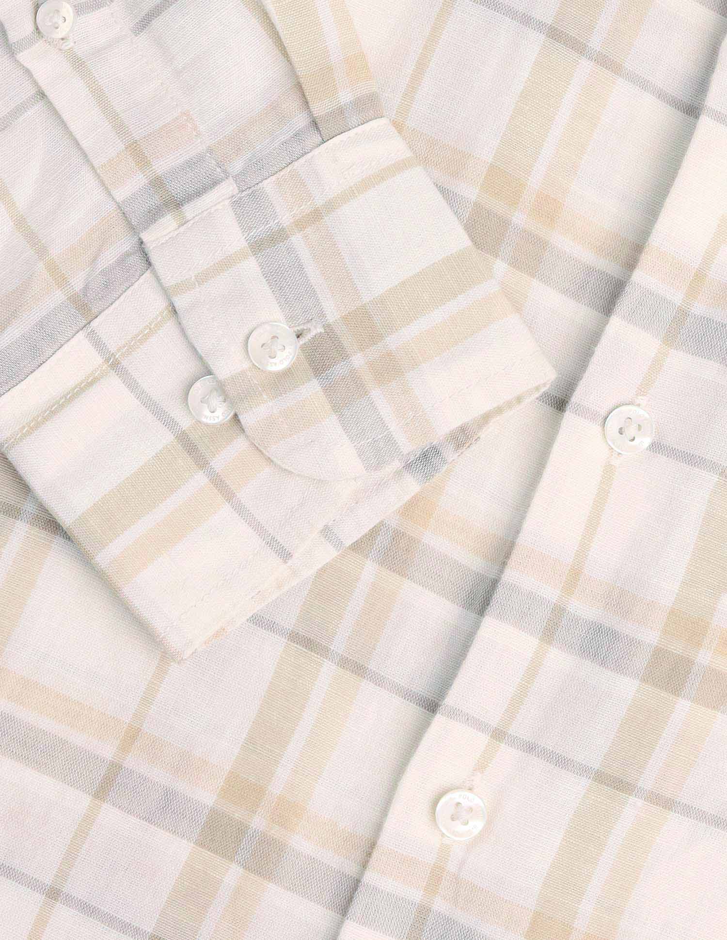 Plaid Checked Tailored Fit Shirt Beige - U.S. Polo Assn. India | Large