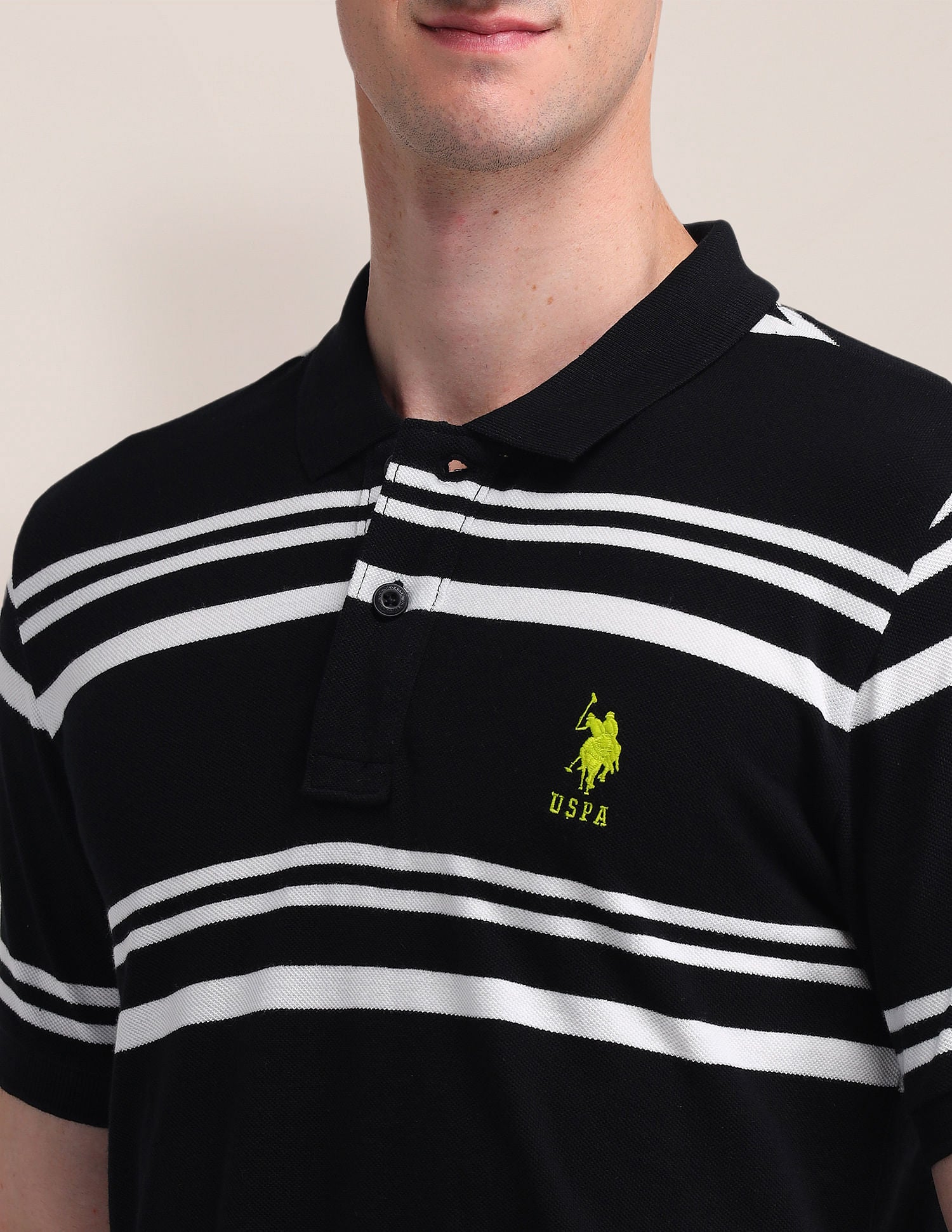 Slim Fit Striped Polo Shirt Black - U.S. POLO ASSN. | Large