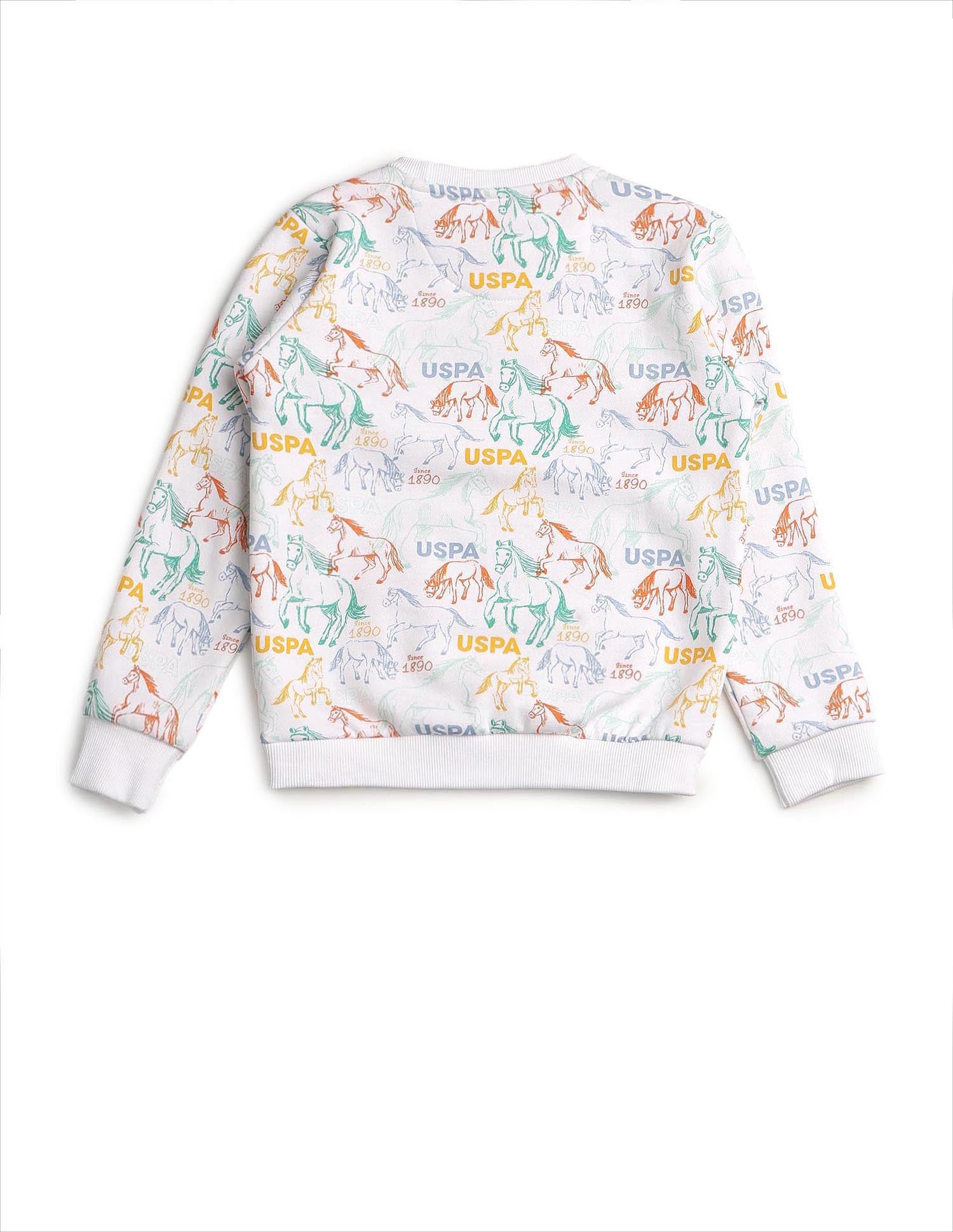 Boys Graphic Brand Printed Regular Fit Sweatshirt White - U.S. POLO ASSN. | Large