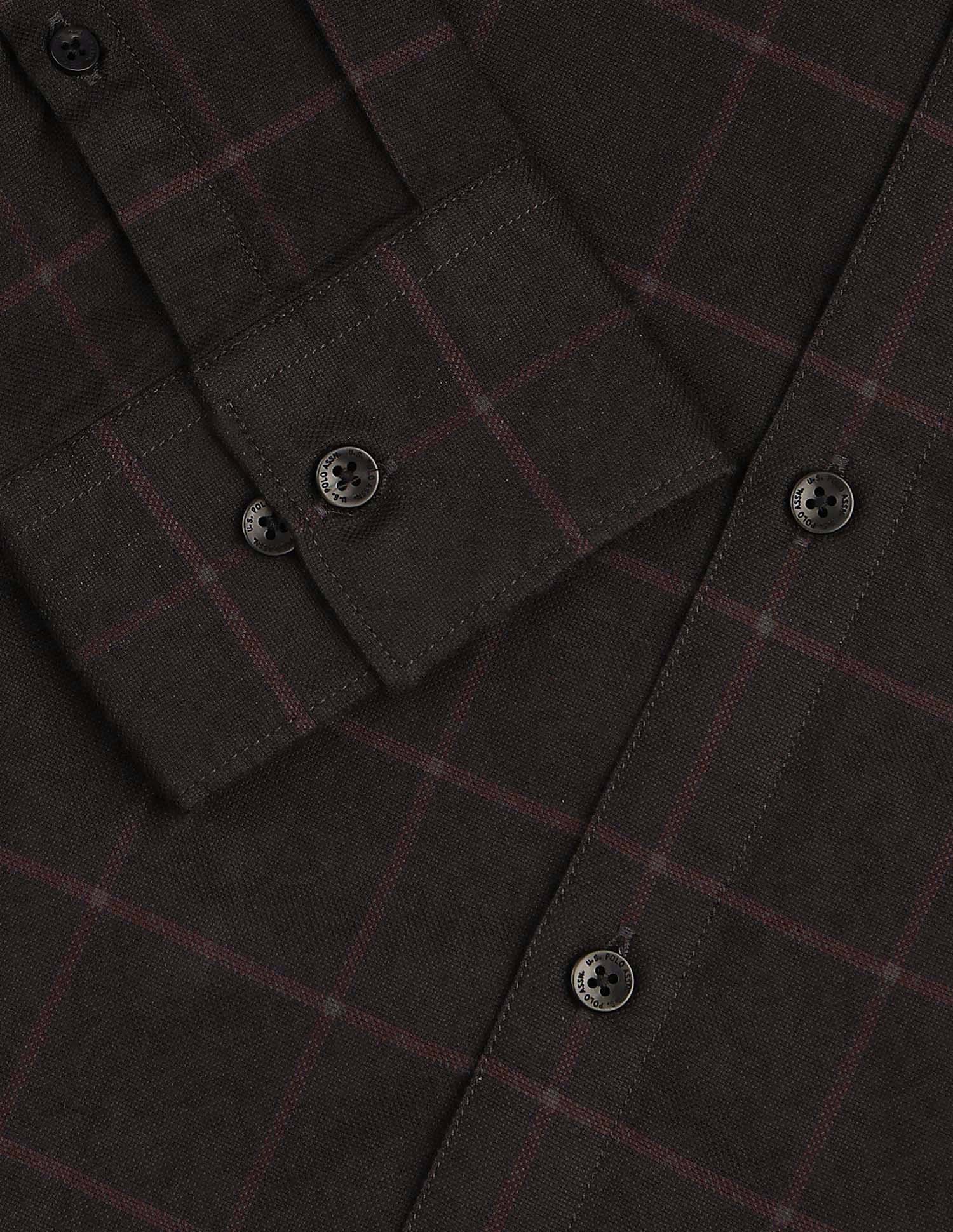 Tailored Fit Windowpane Checked Shirt Dark Brown - U.S. POLO ASSN. | Large