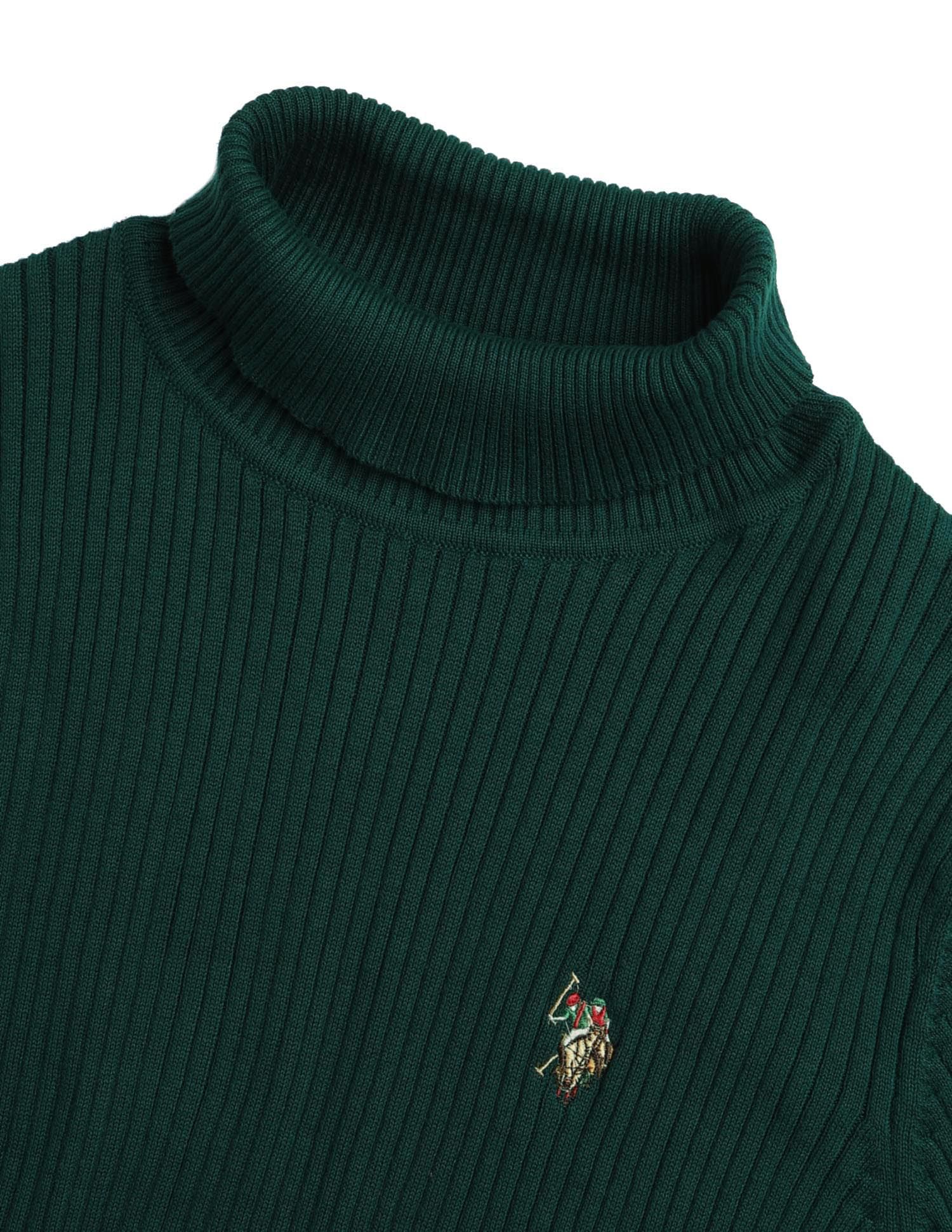 Solid Regular Fit  Sweater Green - U.S. Polo Assn. India | Large